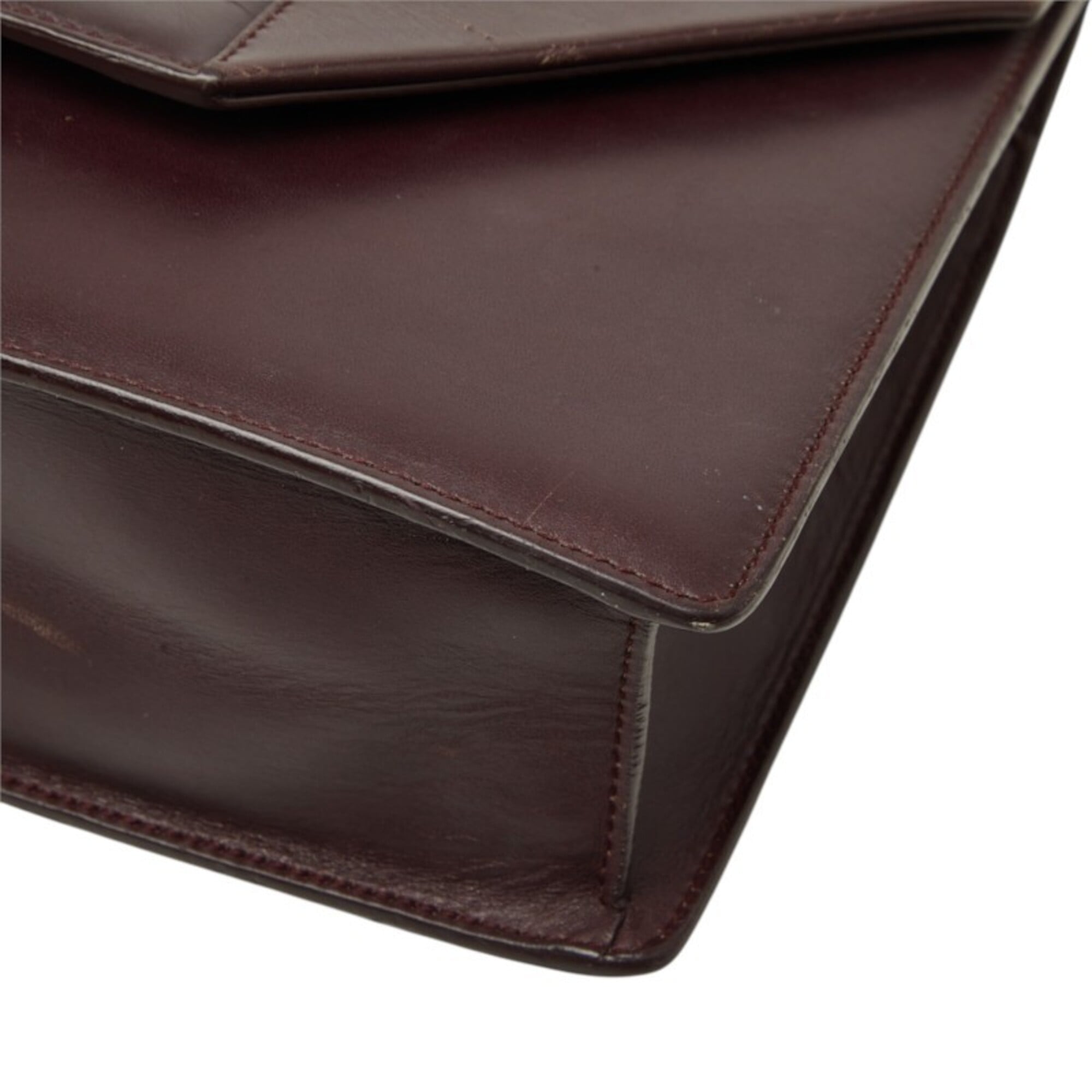 Saint Laurent Red Color Wine Leather Shoulder Bag (Pre-Owned)