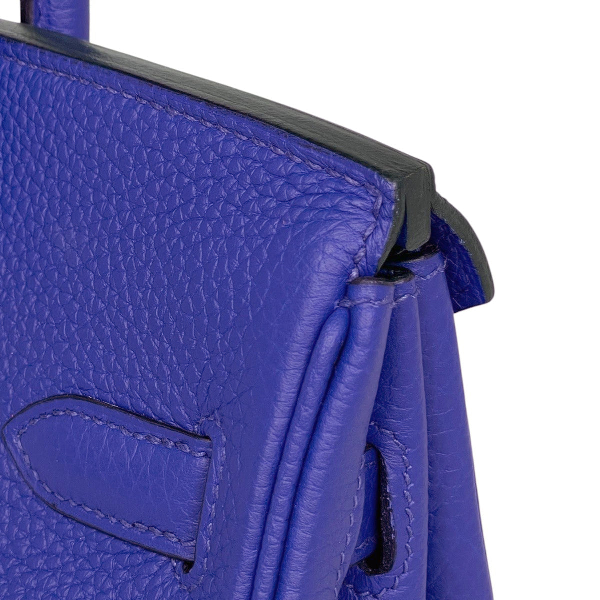 Hermes Birkin Blue Electric Taurillon Clemence Leather Handbag (Pre-Owned)