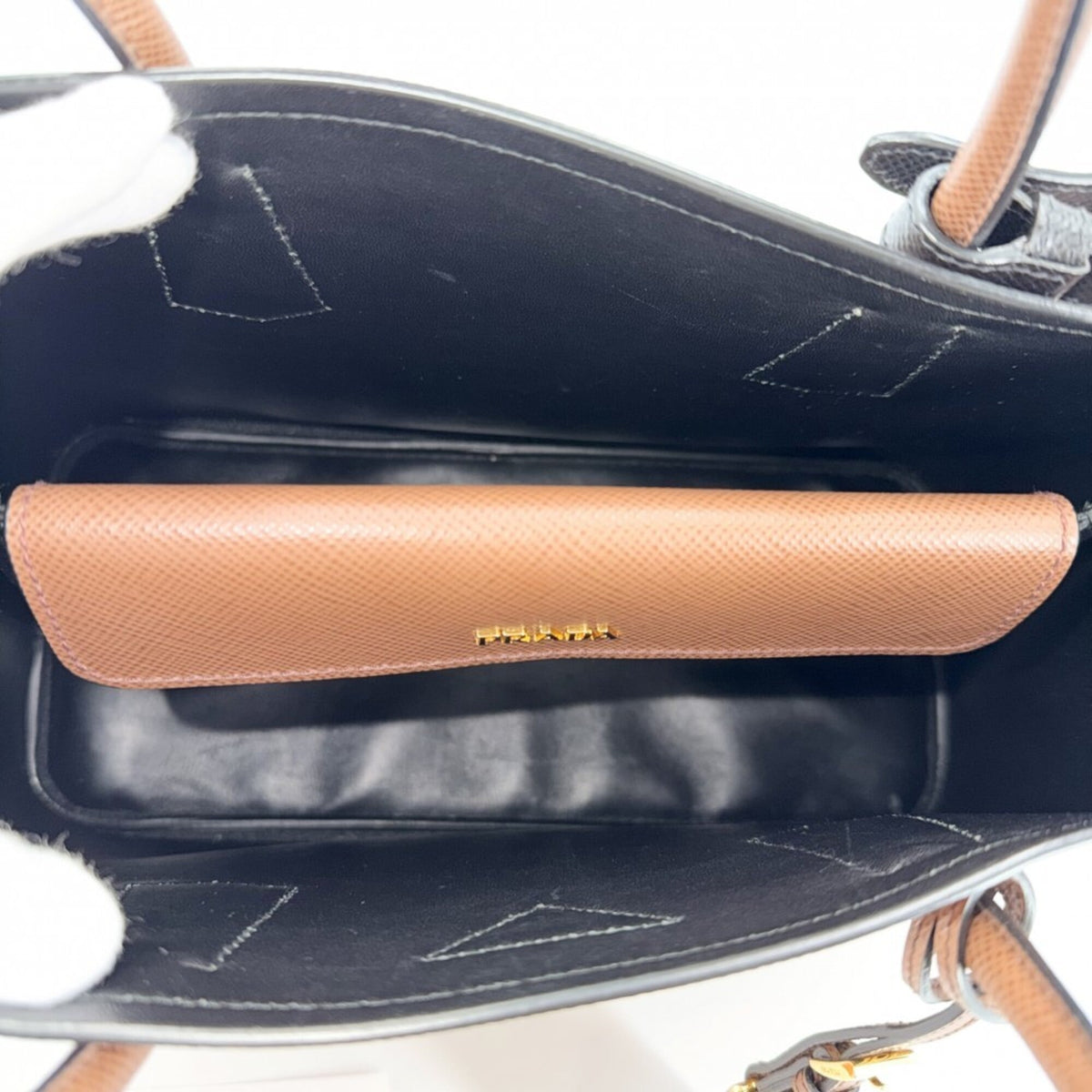 Prada Brown Leather Handbag Tote Bag (Pre-Owned)