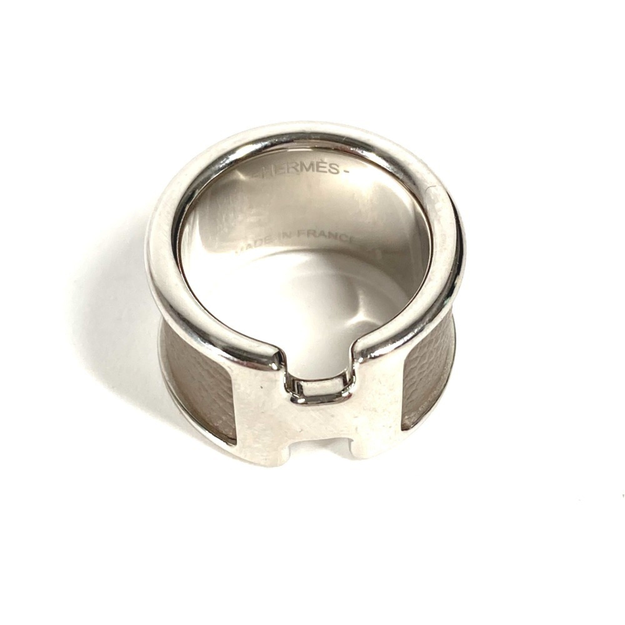 Hermes Etoupe Gray Gray Leather Band Ring (Pre-Owned)