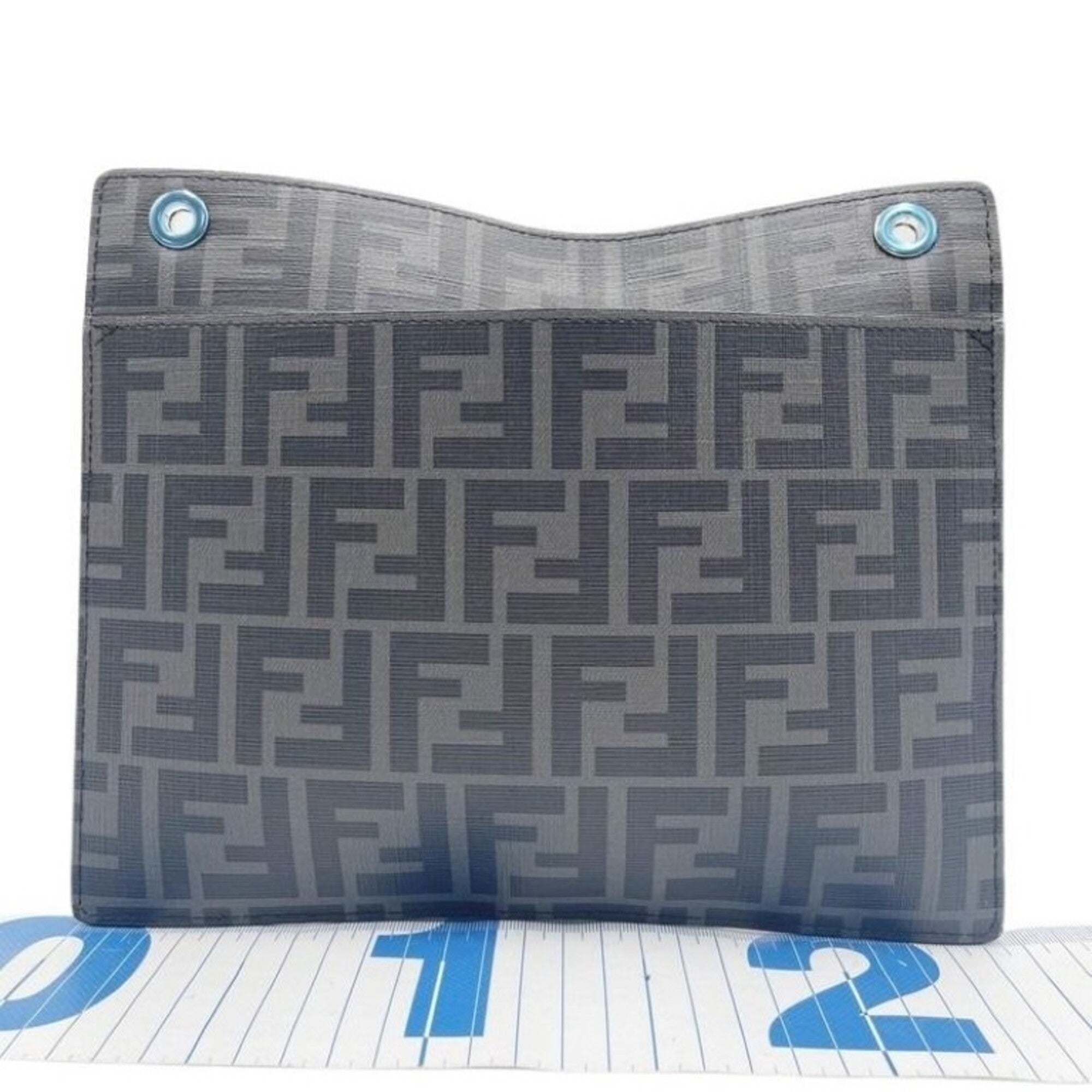 Fendi Black Gray Pvc Leather Clutch Bag (Pre-Owned)