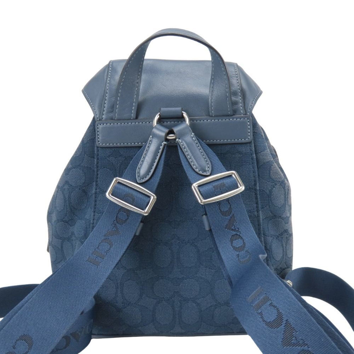 Coach Navy Canvas Leather Backpack (Pre-Owned)