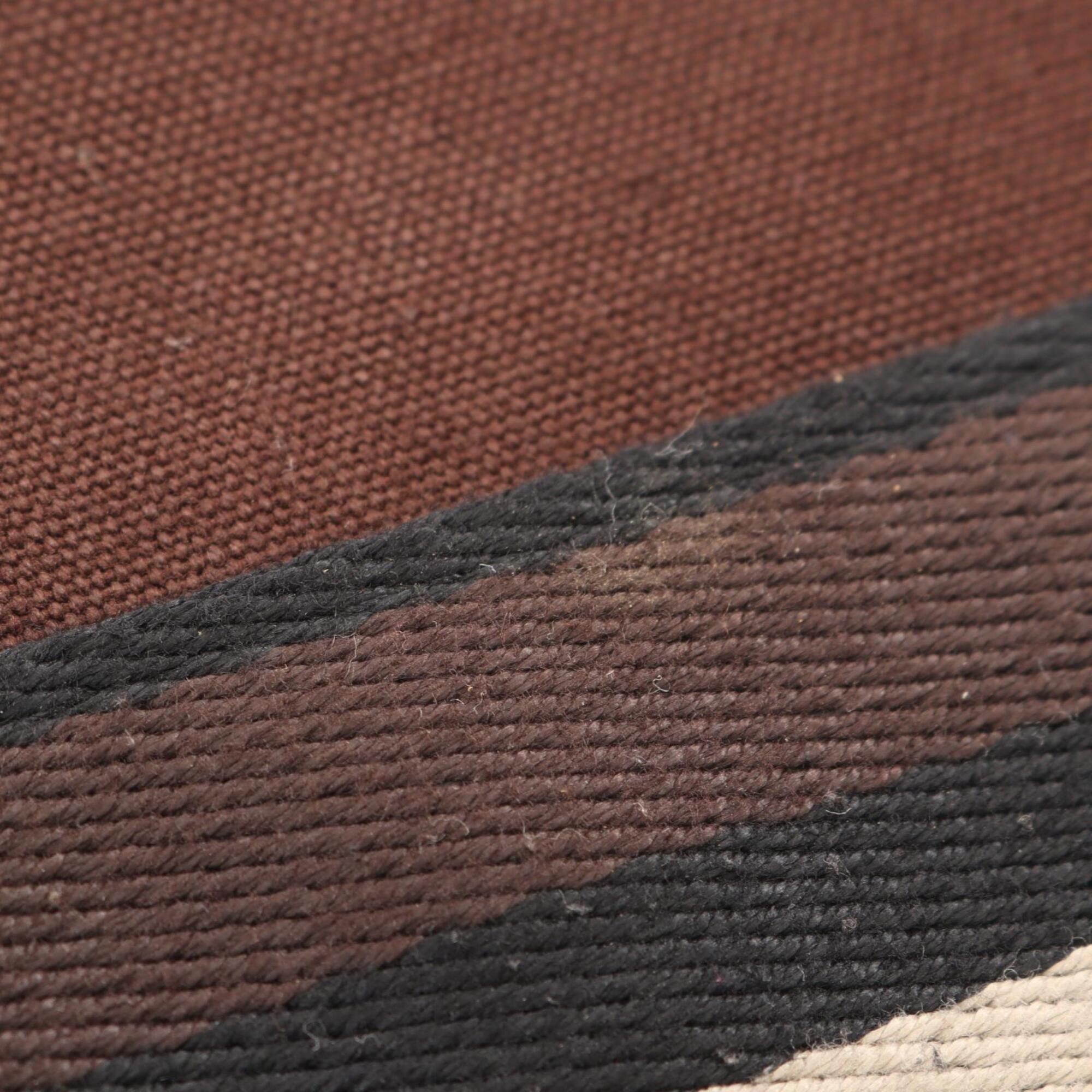 Hermes Brown Canvas Leather Handbag Tote Bag (Pre-Owned)