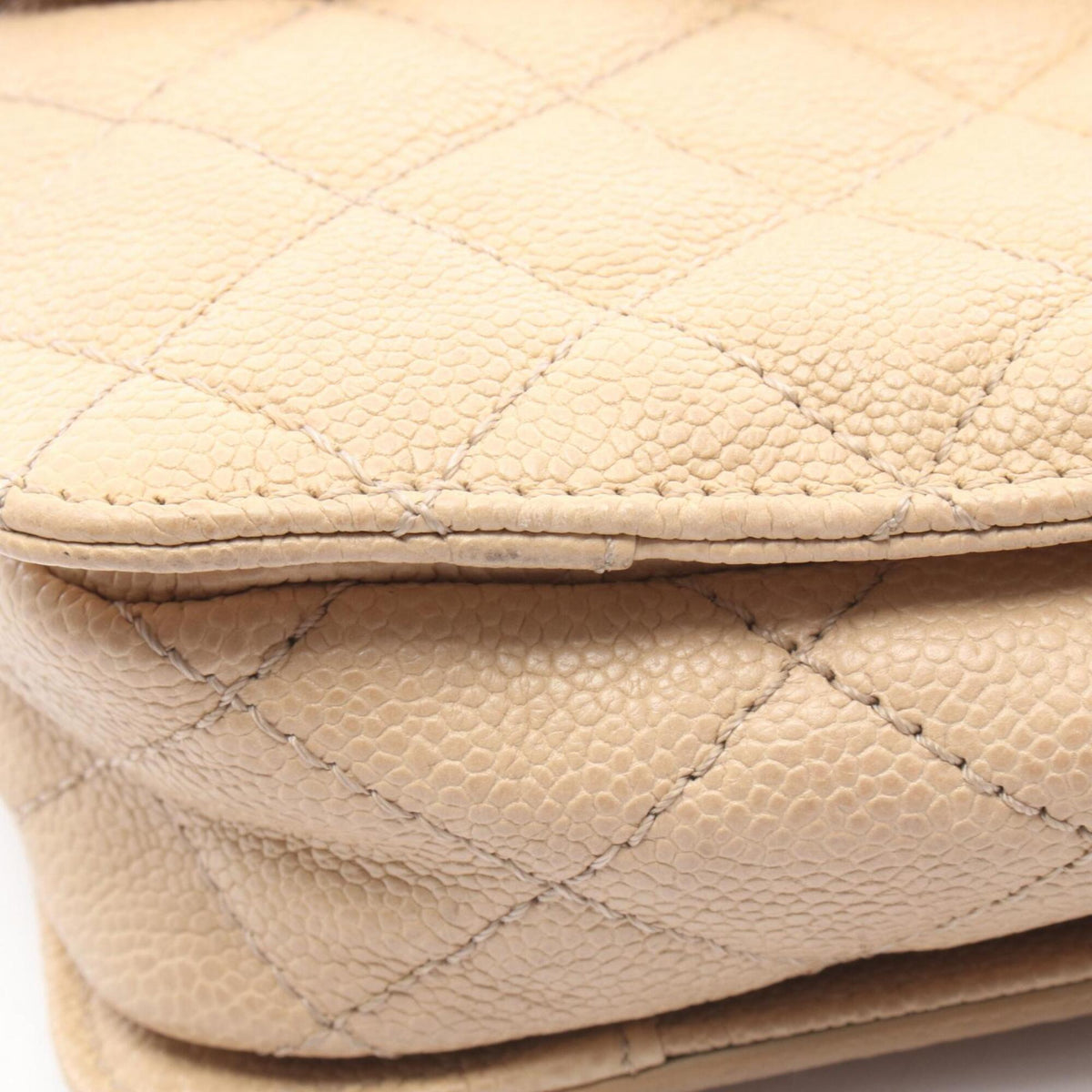 Chanel Beige Grained Calfskin Handbag Shoulder Bag (Pre-Owned)