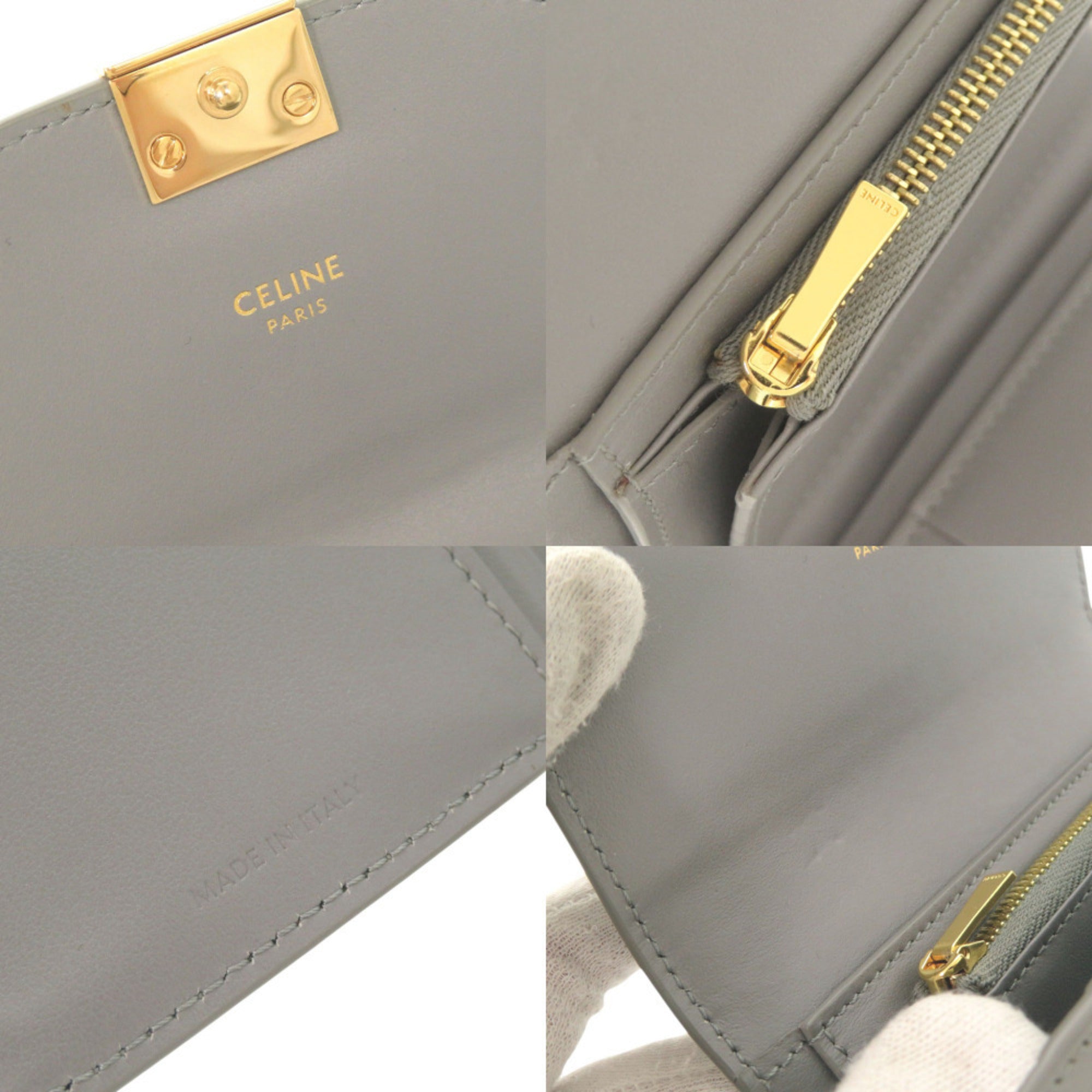 Celine Gray Leather Wallet (Tri-Fold) (Pre-Owned)