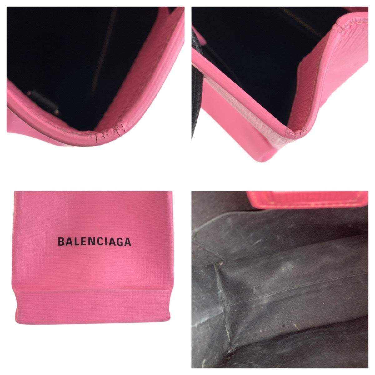 Balenciaga Black Pink Leather Shoulder Bag Tote Bag (Pre-Owned)