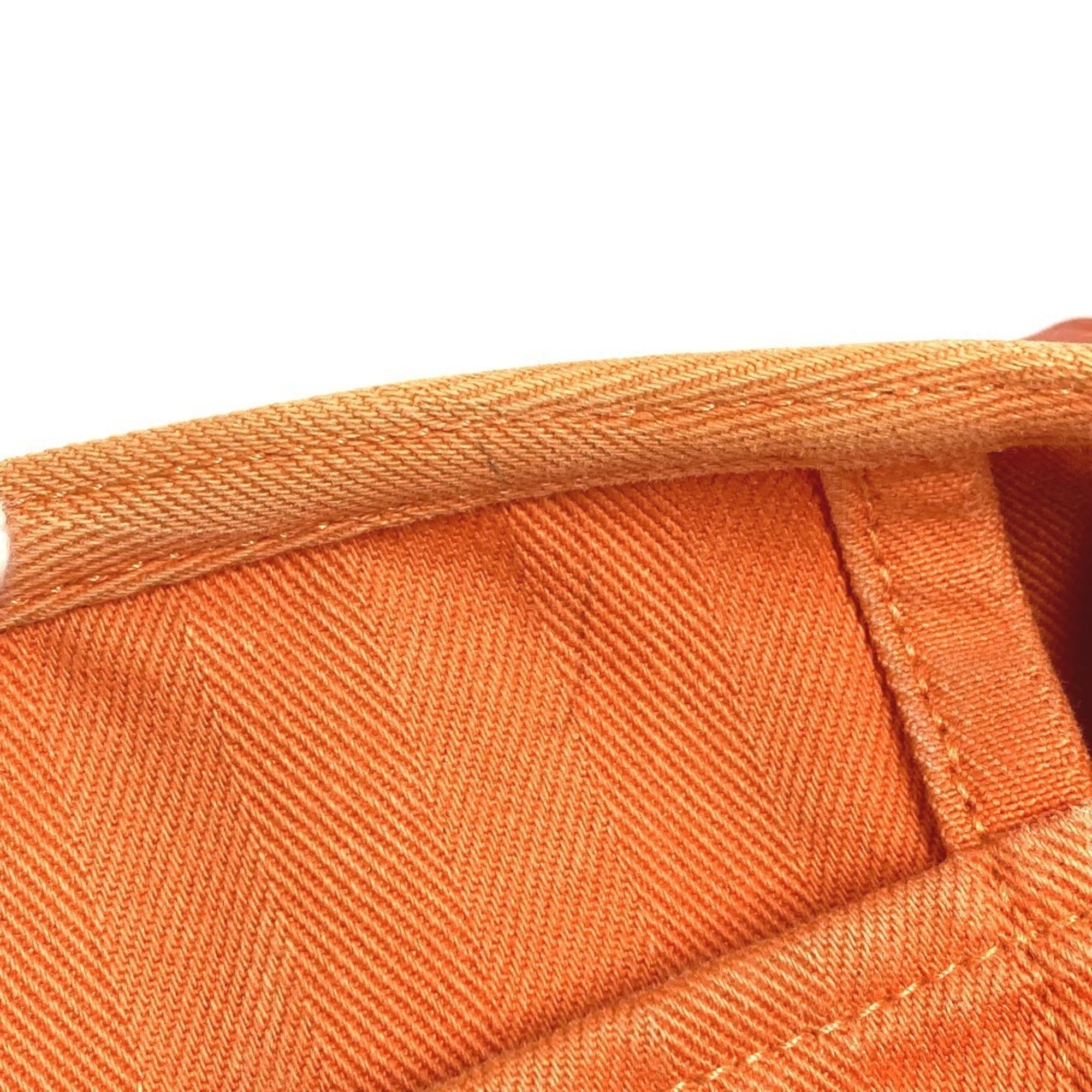 Hermes Orange Toile Chevron Handbag Pouch Tote Bag (Pre-Owned)
