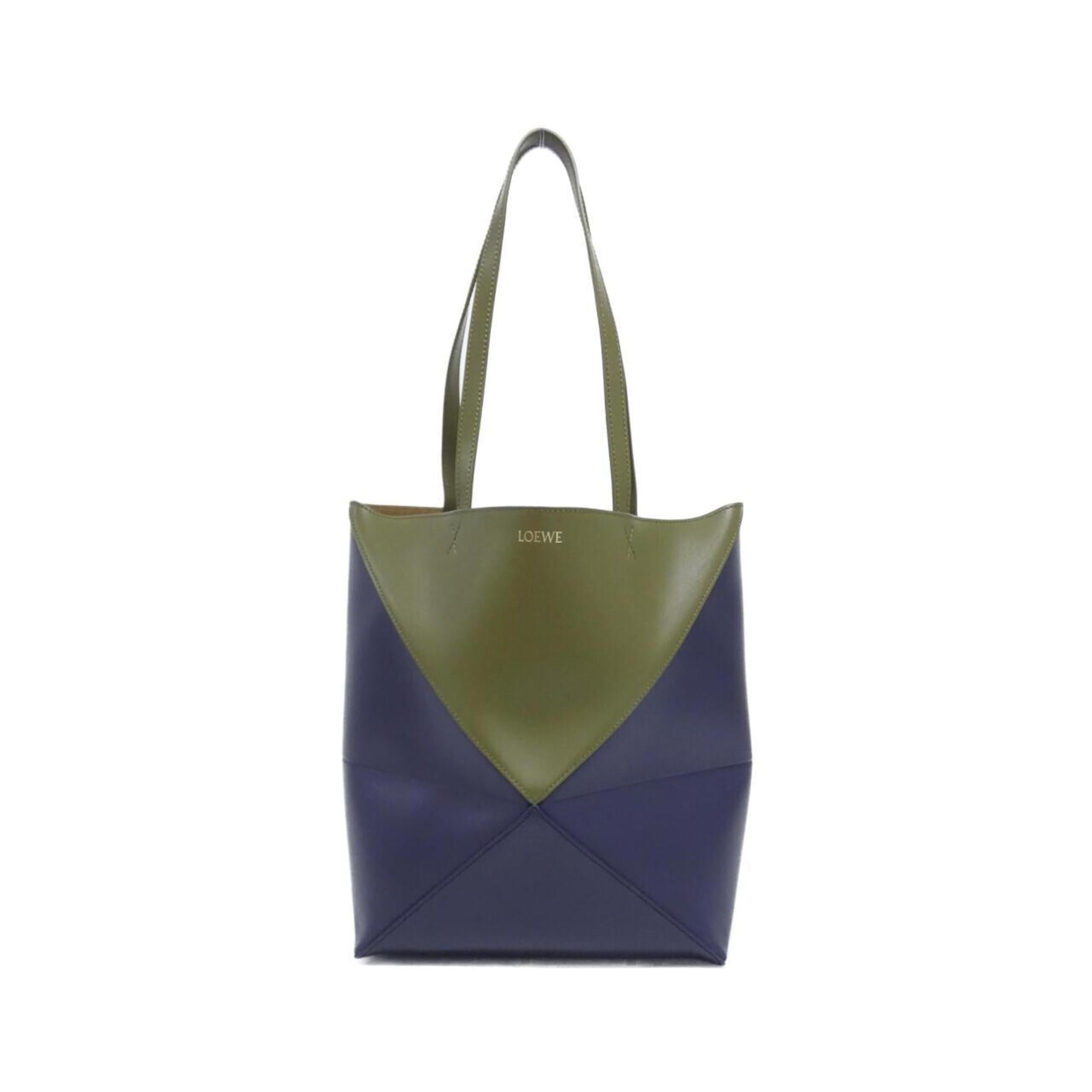 Loewe Blue Olive Leather Handbag (Pre-Owned)