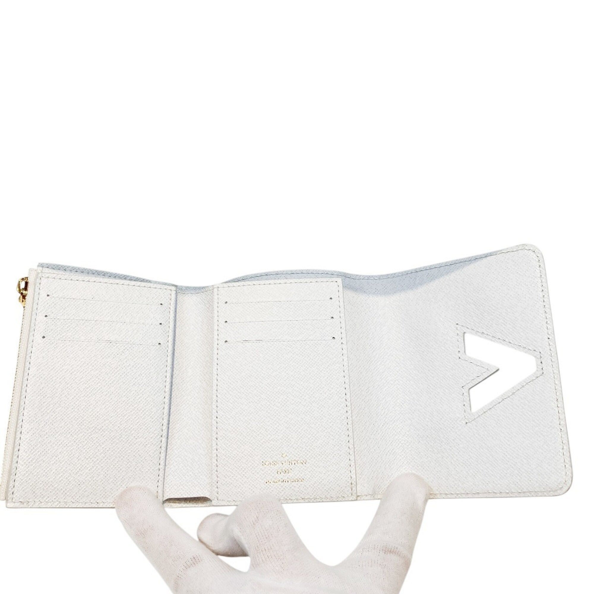 Louis Vuitton White Leather Wallet (Tri-Fold) (Pre-Owned)