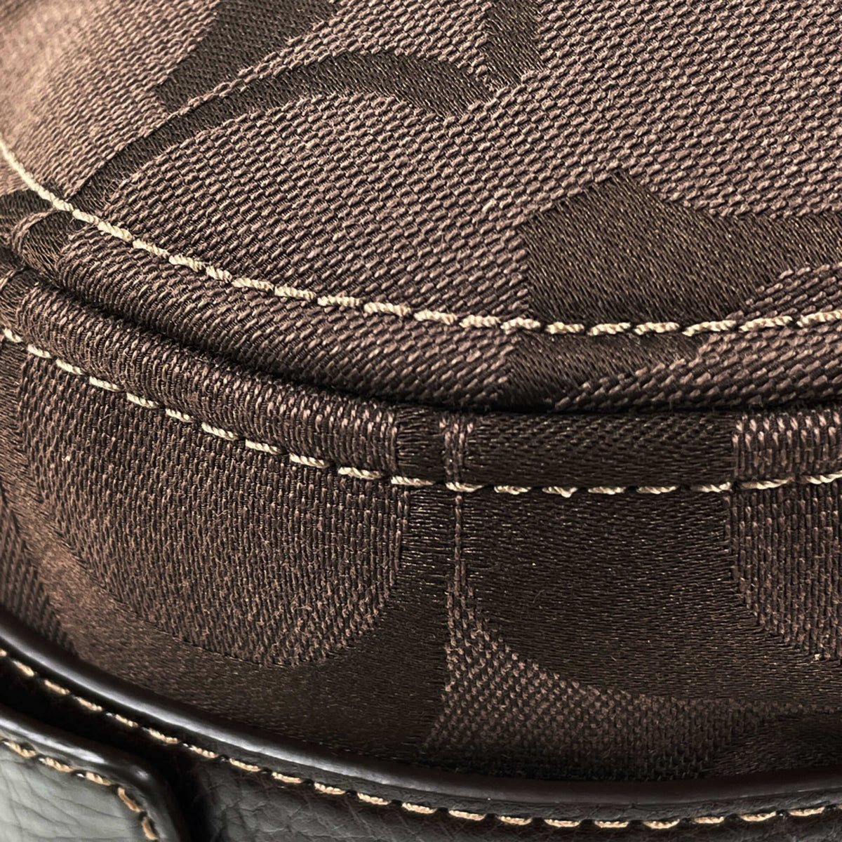 Coach Signature Brown Canvas Leather Shoulder Bag (Pre-Owned)