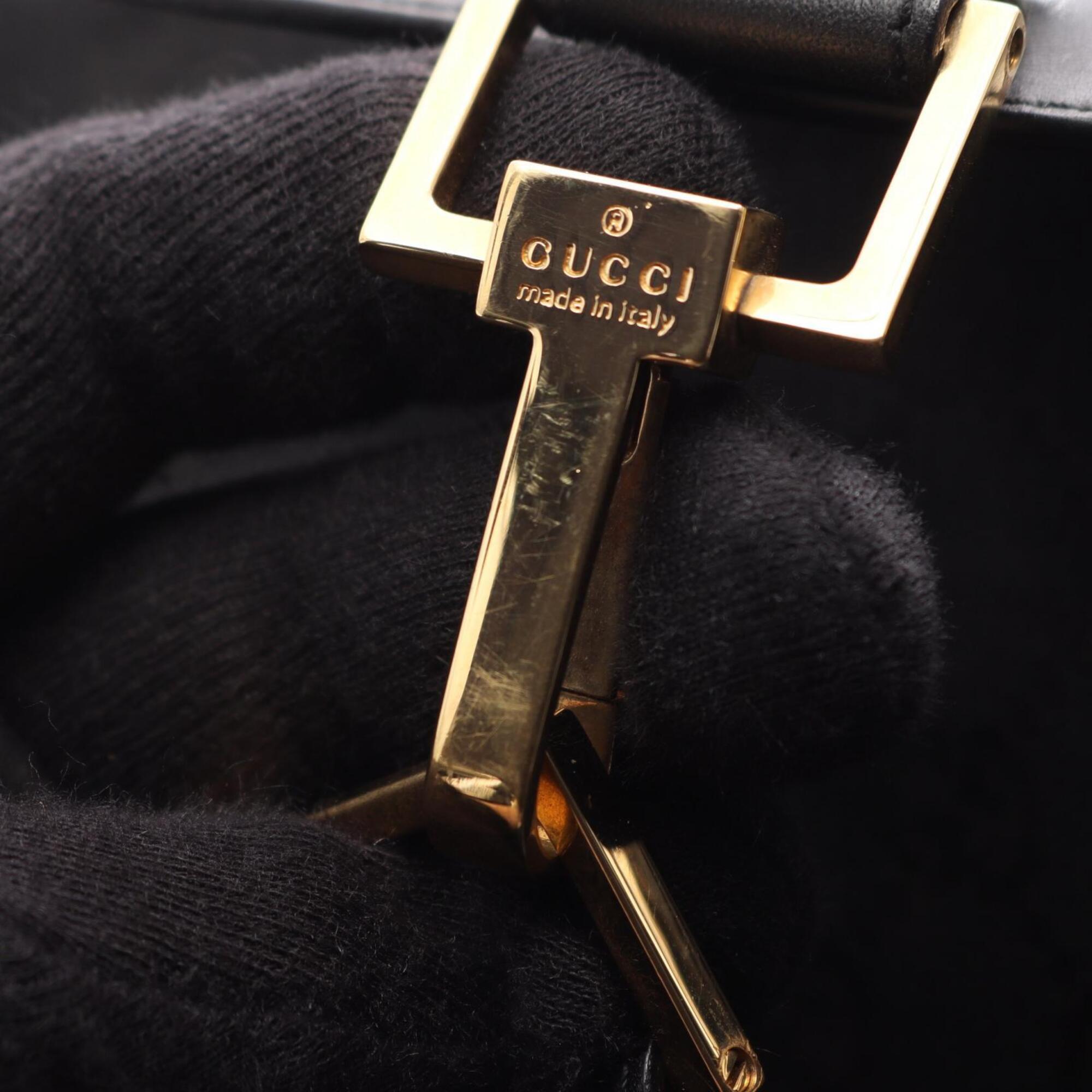 Gucci Black Gg Canvas Leather Handbag Shoulder Bag (Pre-Owned)