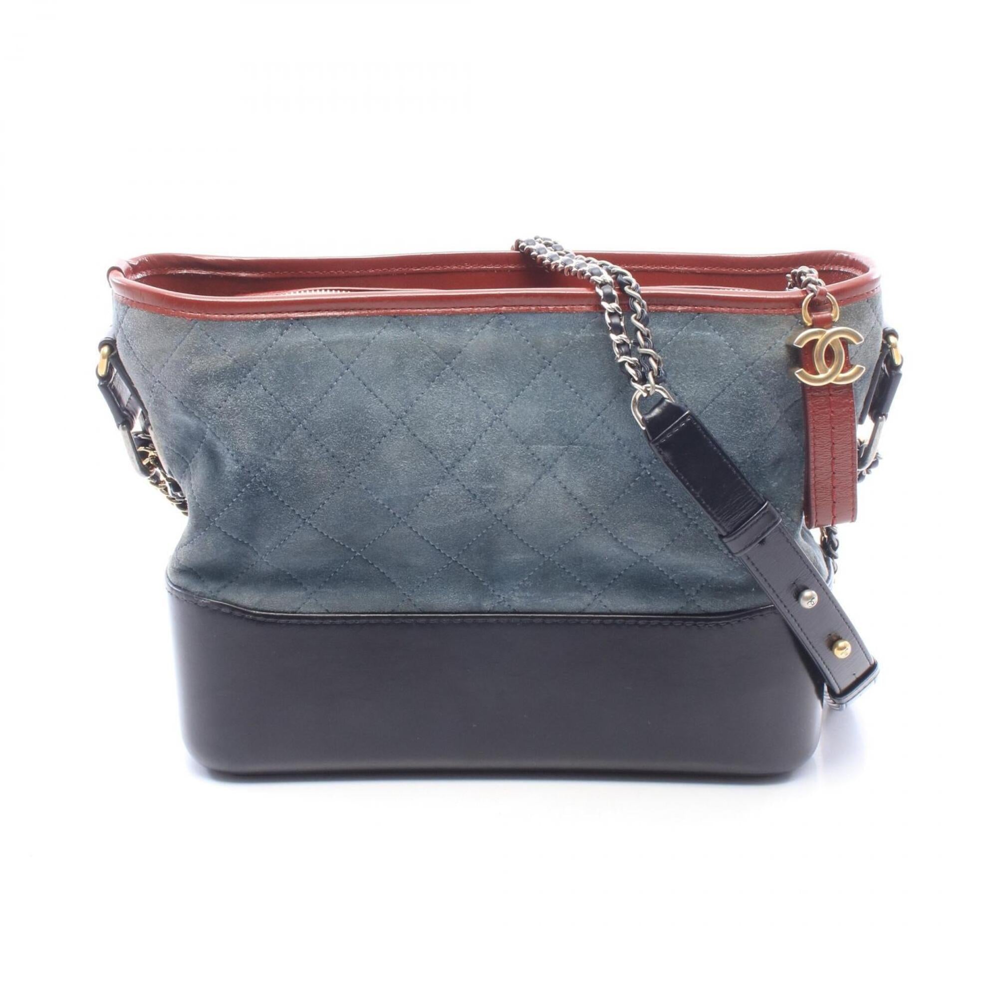Chanel Black Blue Bordeaux Suede Leather Handbag Shoulder Bag (Pre-Owned)