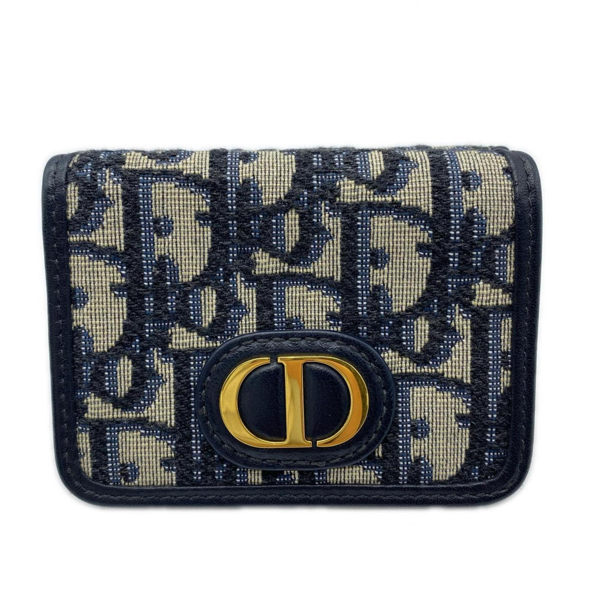 Christian Dior Gray Navy Canvas Wallet (Tri-Fold) (Pre-Owned)