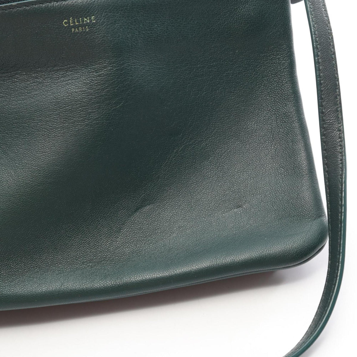 Celine Green Leather Handbag Shoulder Bag (Pre-Owned)