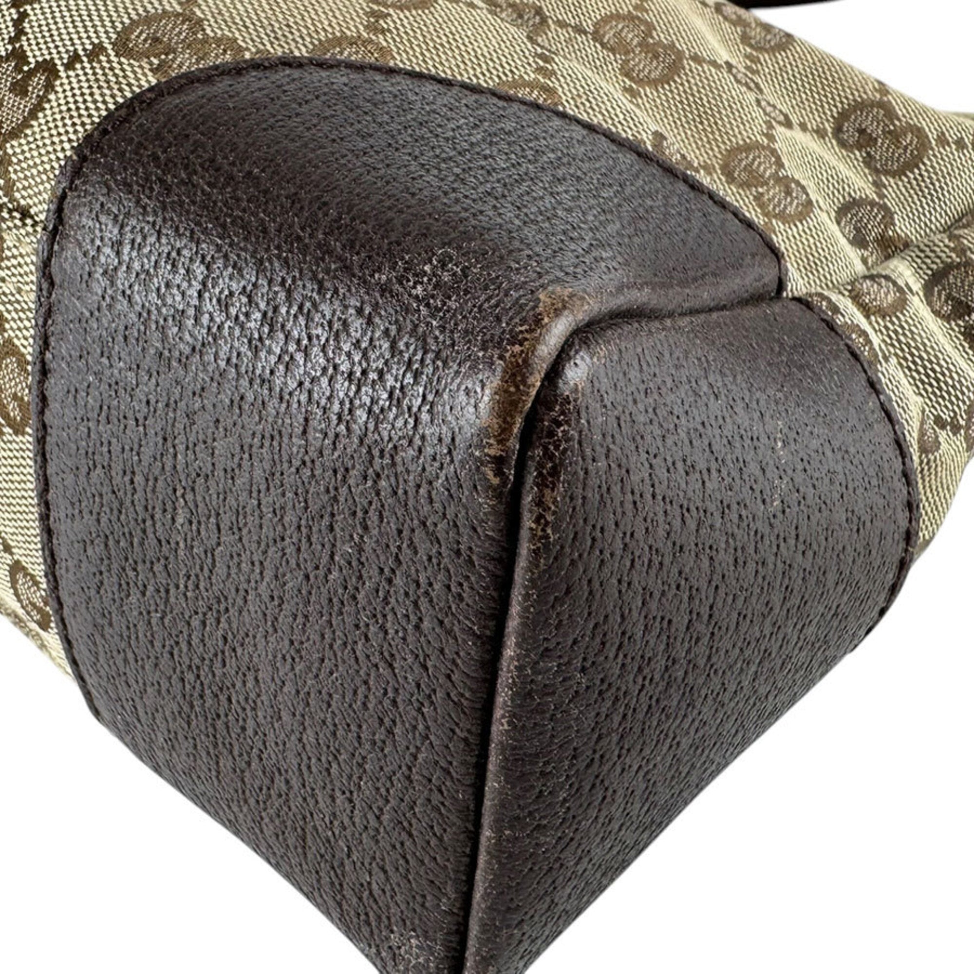 Gucci Brown Gg Canvas Leather Shoulder Bag (Pre-Owned)
