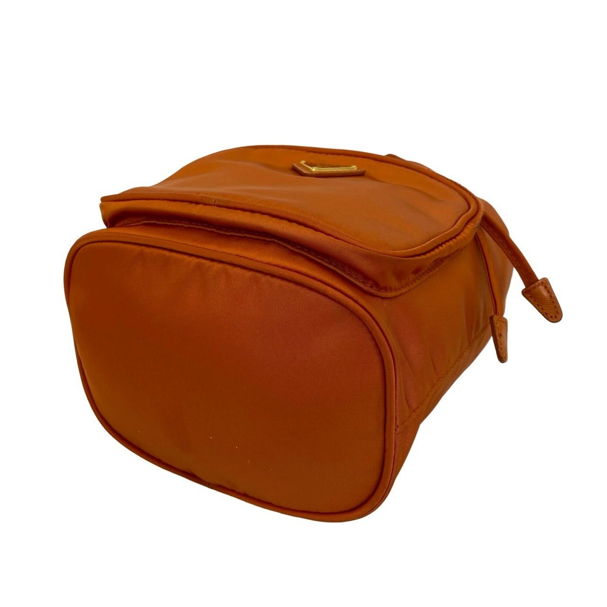 Prada Orange Nylon Leather Handbag Shoulder Bag (Pre-Owned)
