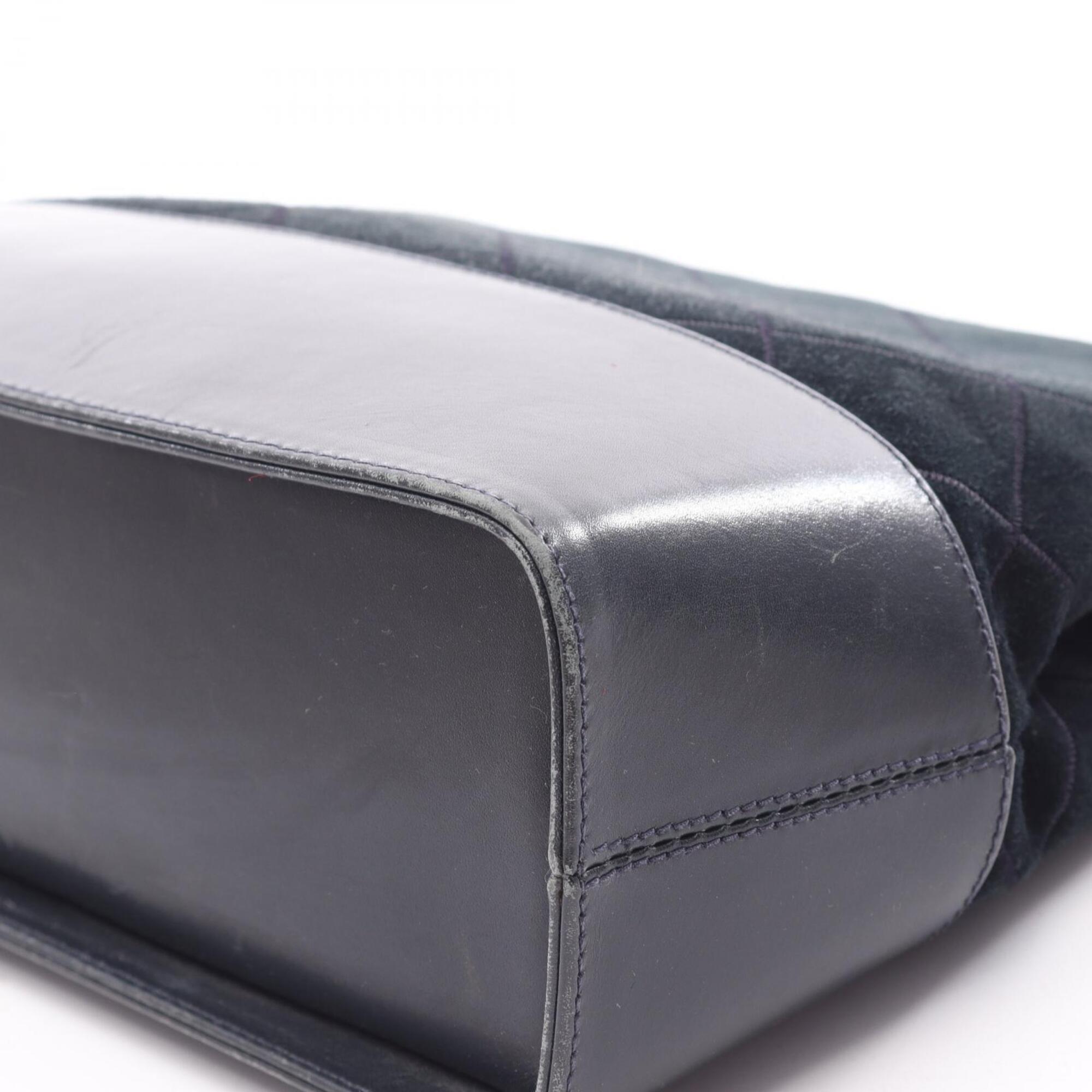 Salvatore Ferragamo Black Leather Suede Handbag Shoulder Bag (Pre-Owned)