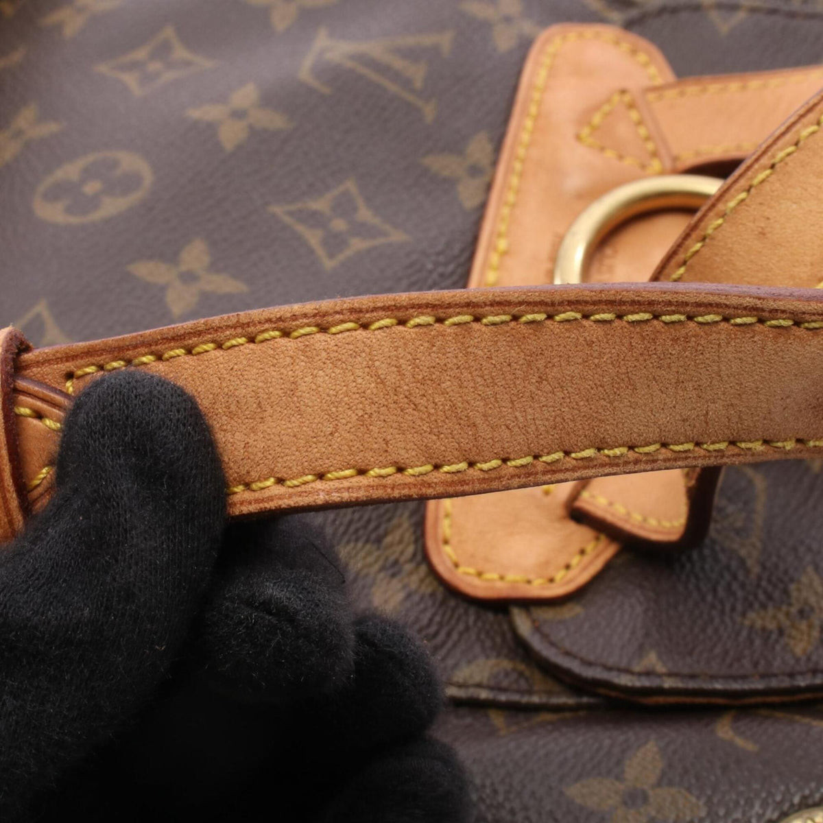 Louis Vuitton Brown Coated Canvas Leather Backpack Handbag (Pre-Owned)