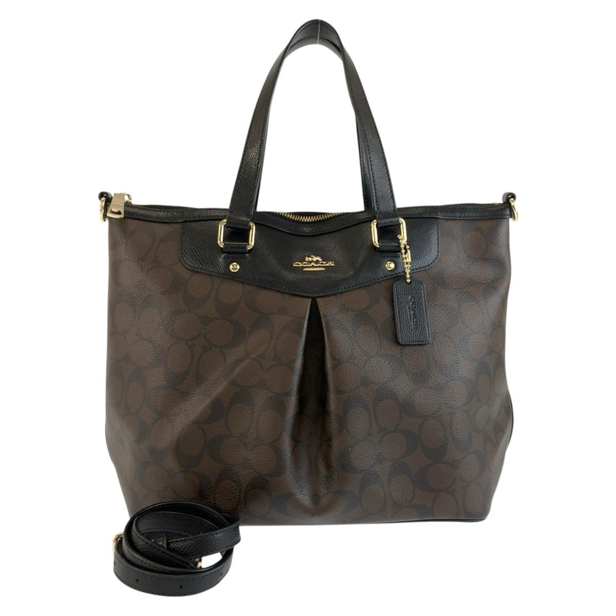 Coach Black Brown Pvc Shoulder Bag Tote Bag (Pre-Owned)
