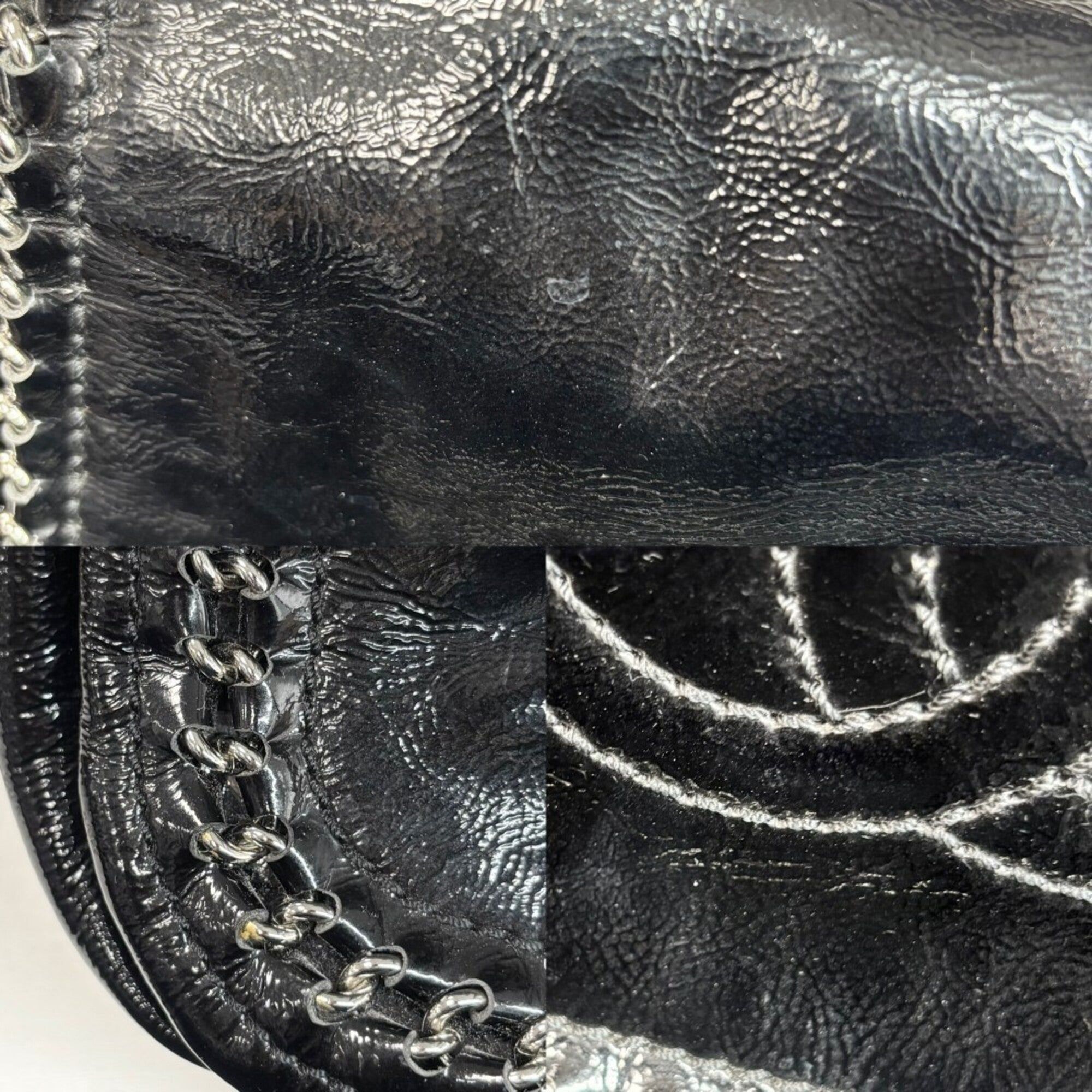 Chanel Black White Patent Leather Shoulder Bag (Pre-Owned)