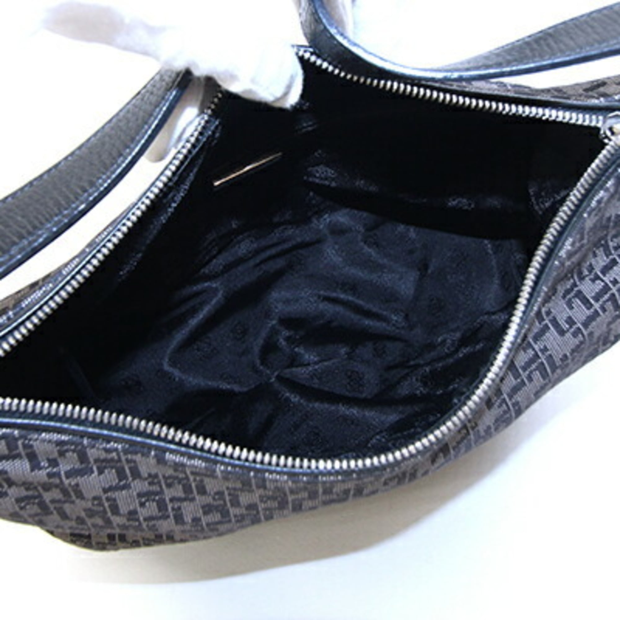 Loewe Black Gray Canvas Leather Handbag Shoulder Bag (Pre-Owned)