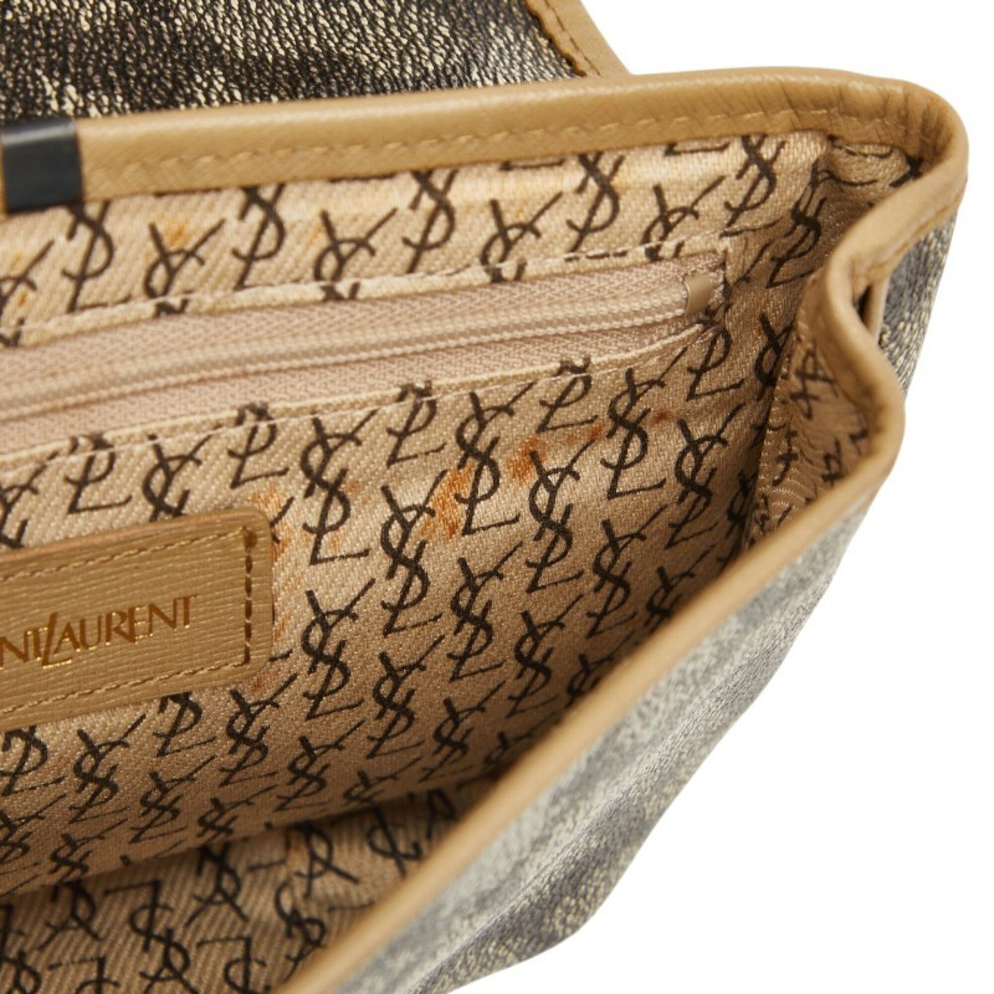 Saint Laurent Beige Brown Pvc Leather Shoulder Bag (Pre-Owned)