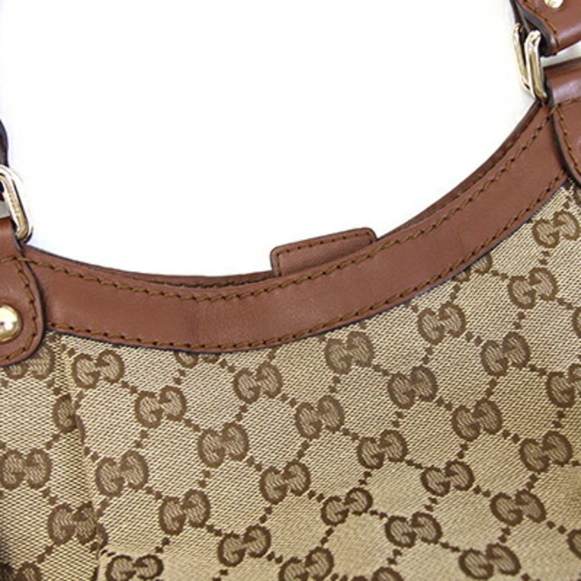 Gucci Sukey Beige Brown Canvas Leather Tote Bag (Pre-Owned)