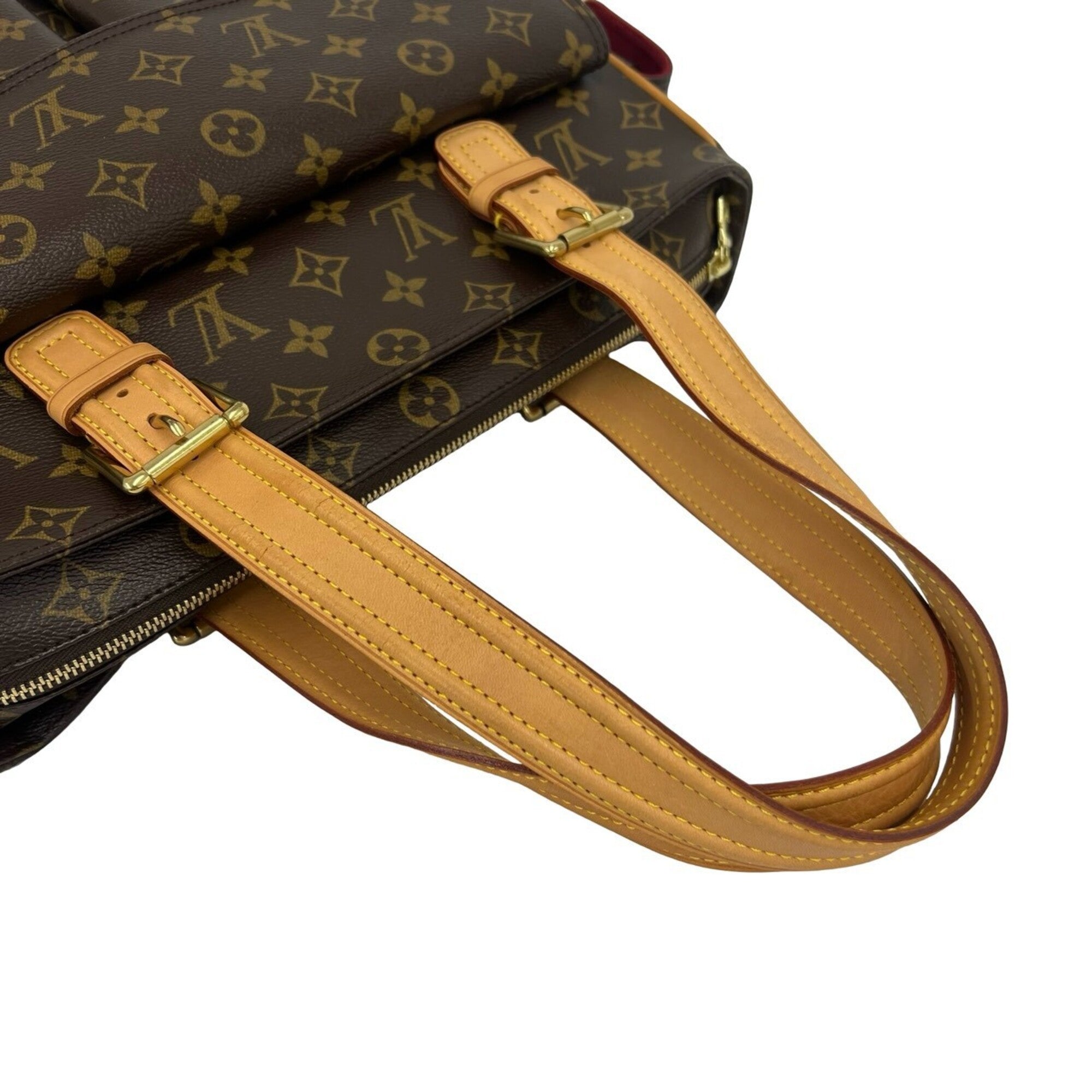 Louis Vuitton Brown Leather Pvc Shoulder Bag Tote Bag (Pre-Owned)