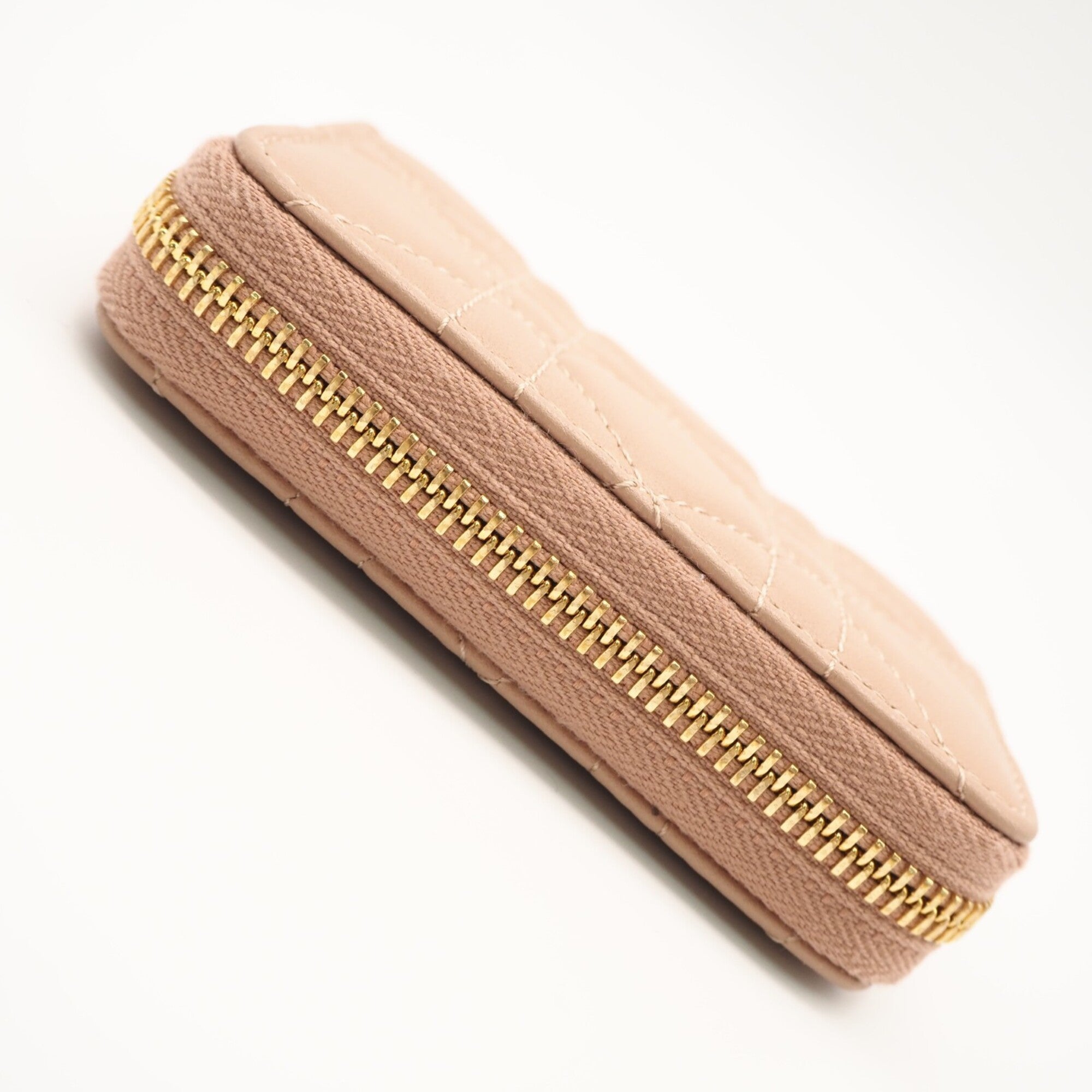 Christian Dior Lady Dior Pink Beige Leather Coin Purse/Coin Case (Pre-Owned)