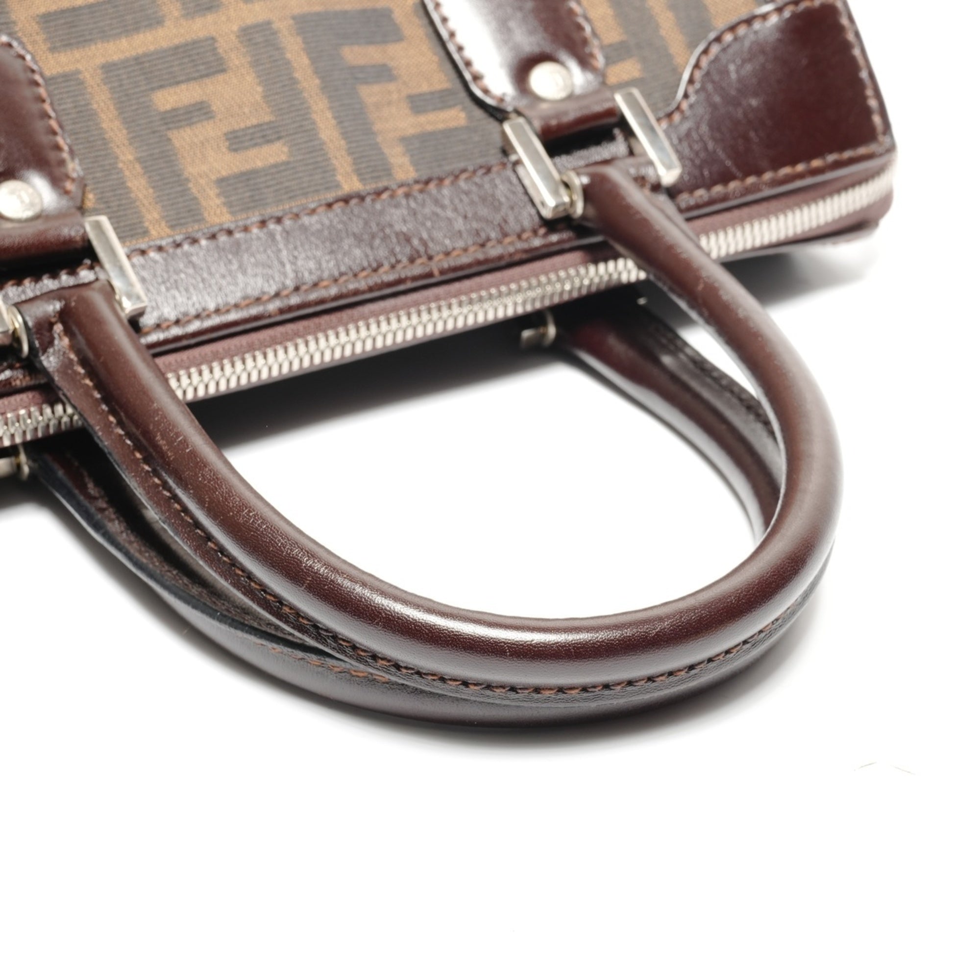 Fendi Zucca Brown Canvas Handbag (Pre-Owned)