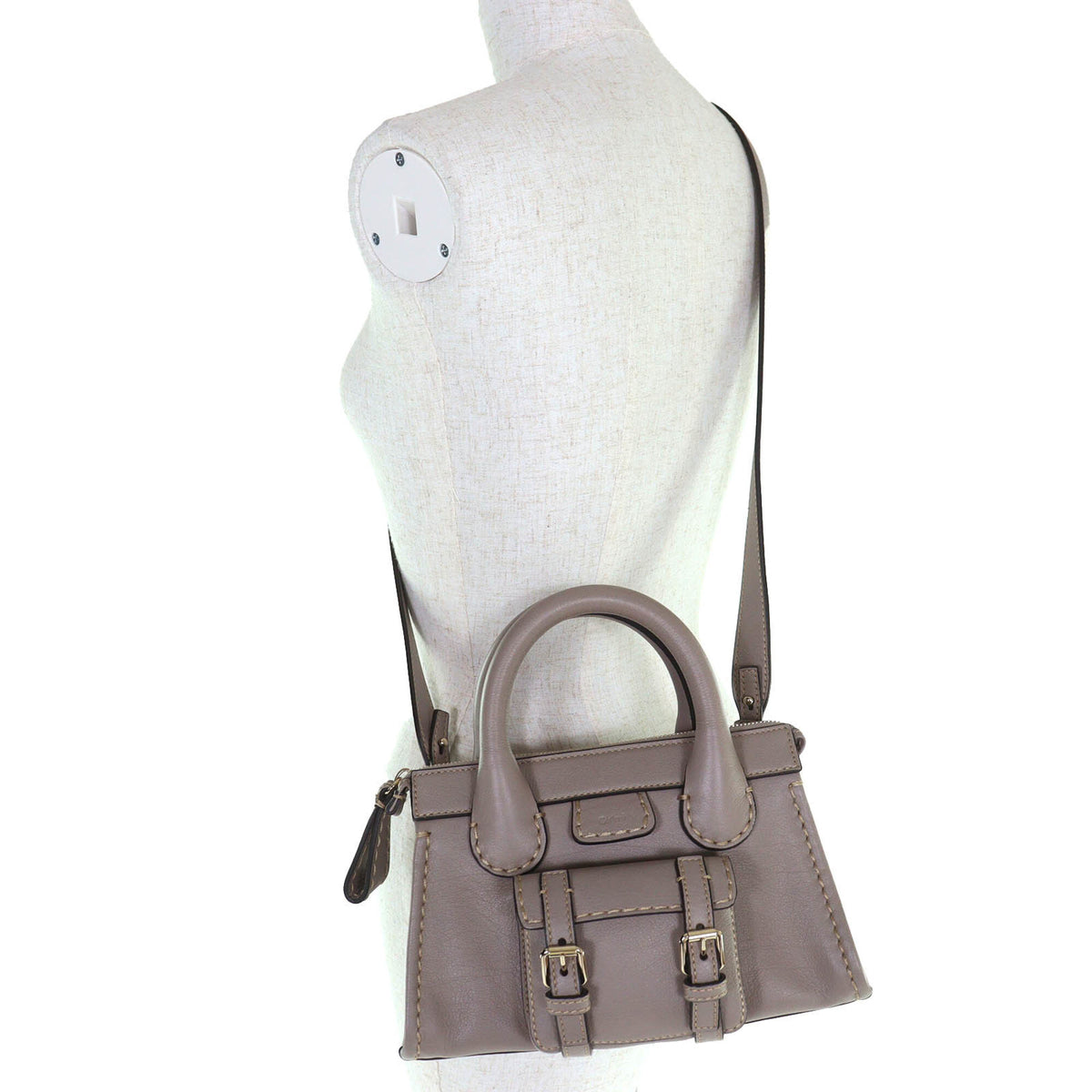 Chloé Gray Leather Handbag Shoulder Bag (Pre-Owned)