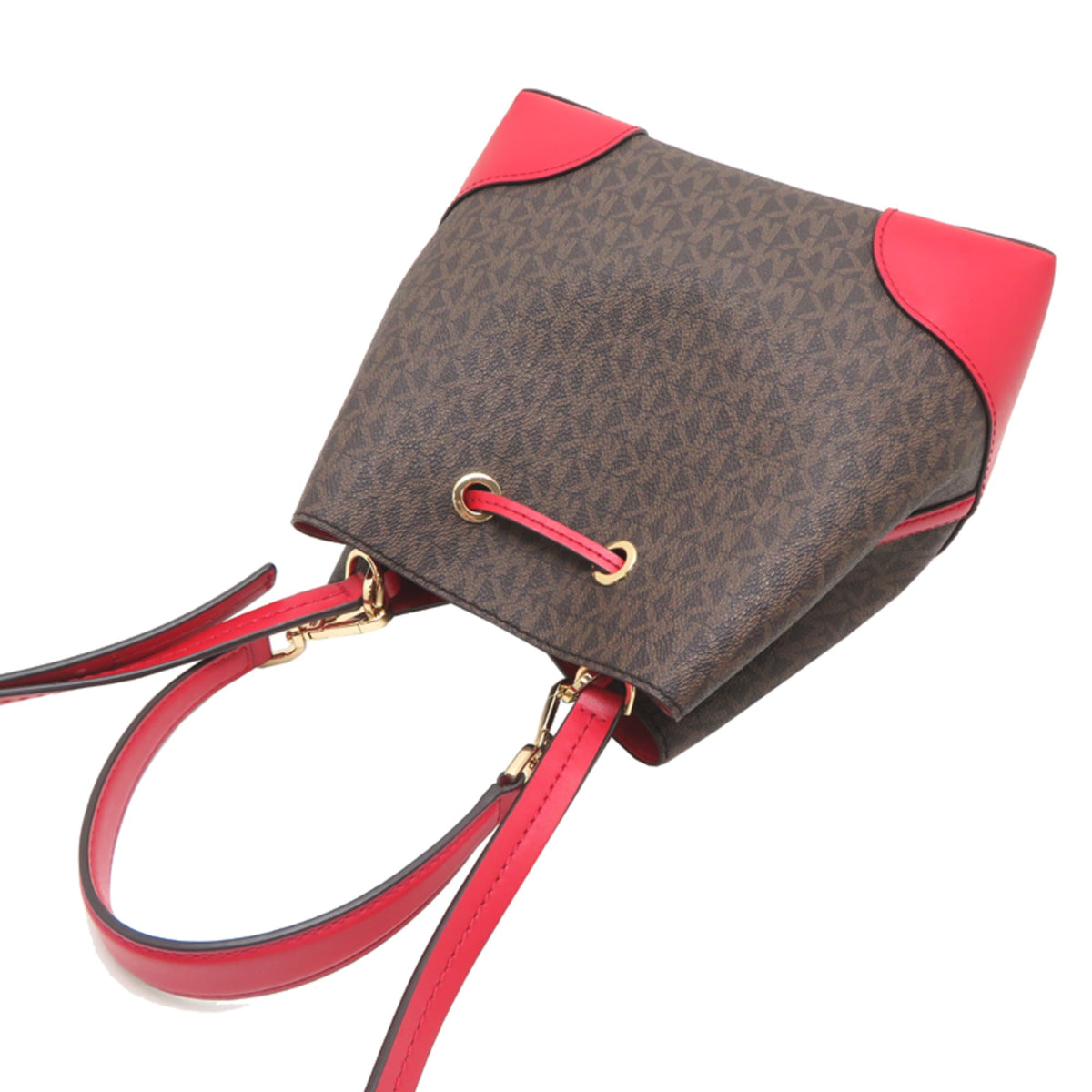 Michael Kors Brown Red Color Pvc Leather Handbag (Pre-Owned)