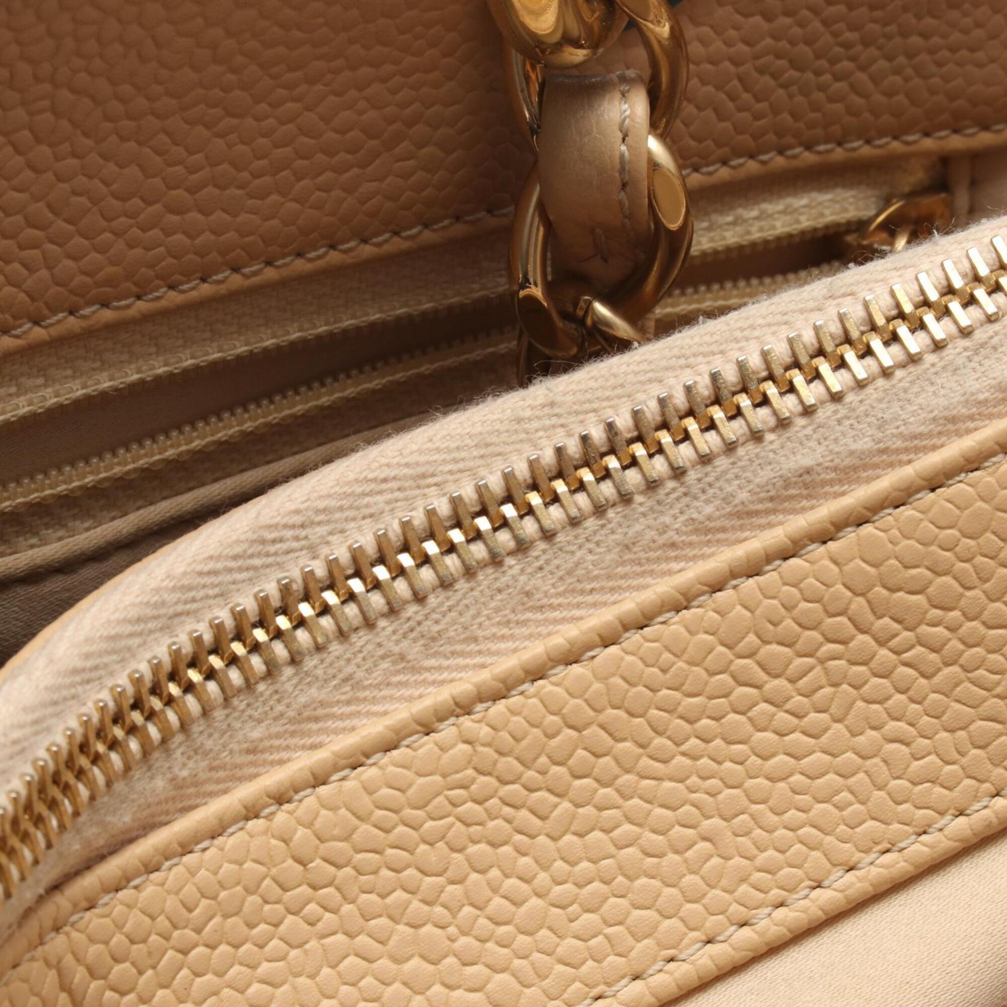 Chanel Beige Grained Calfskin Handbag Tote Bag (Pre-Owned)