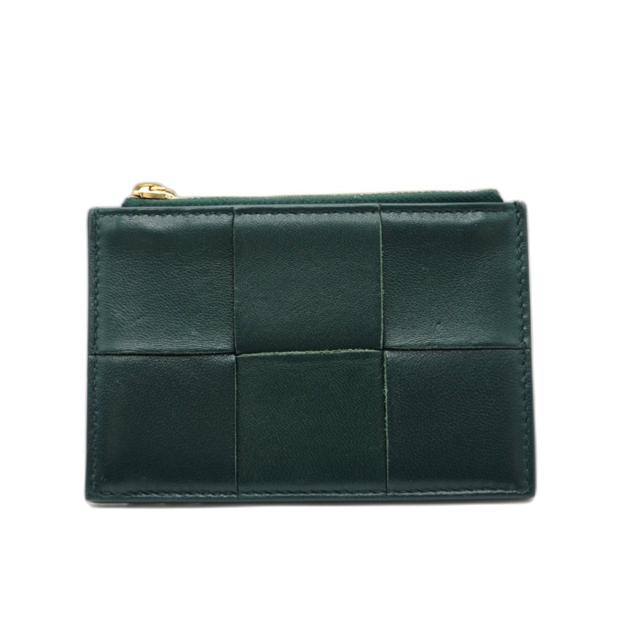 Bottega Veneta Emerald Green Green Leather Card Wallet (Pre-Owned)