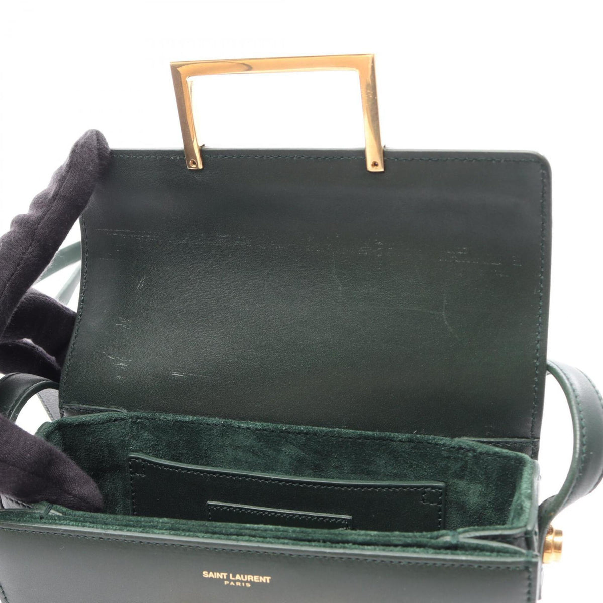 Yves Saint Laurent Green Leather Handbag Shoulder Bag (Pre-Owned)