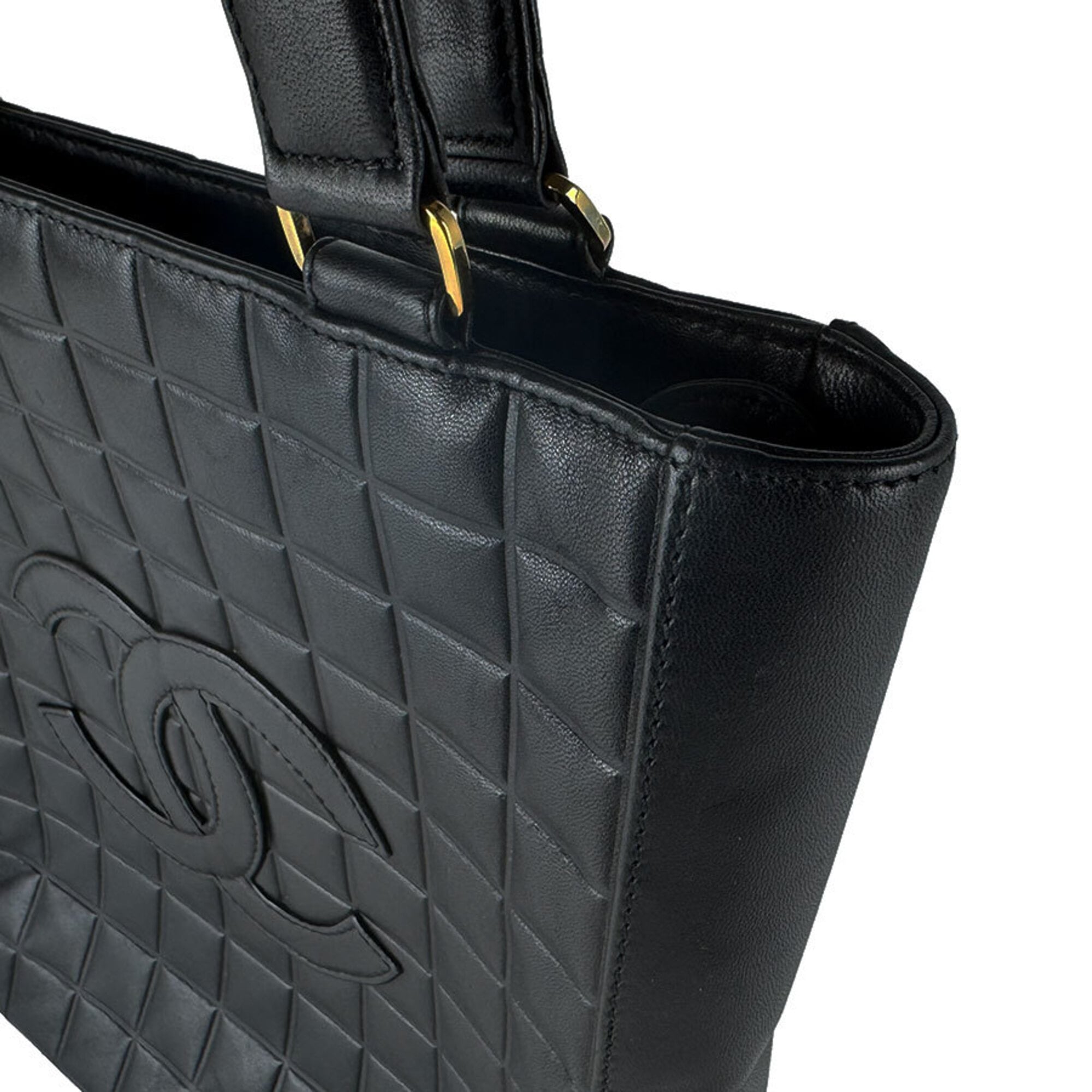 Chanel Black Leather Shoulder Bag Tote Bag (Pre-Owned)