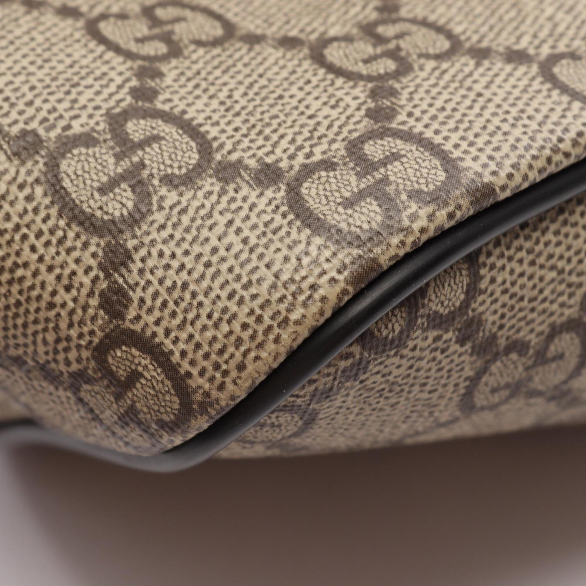 Gucci Beige Black Brown Gg Supreme Leather Handbag Tote Bag (Pre-Owned)
