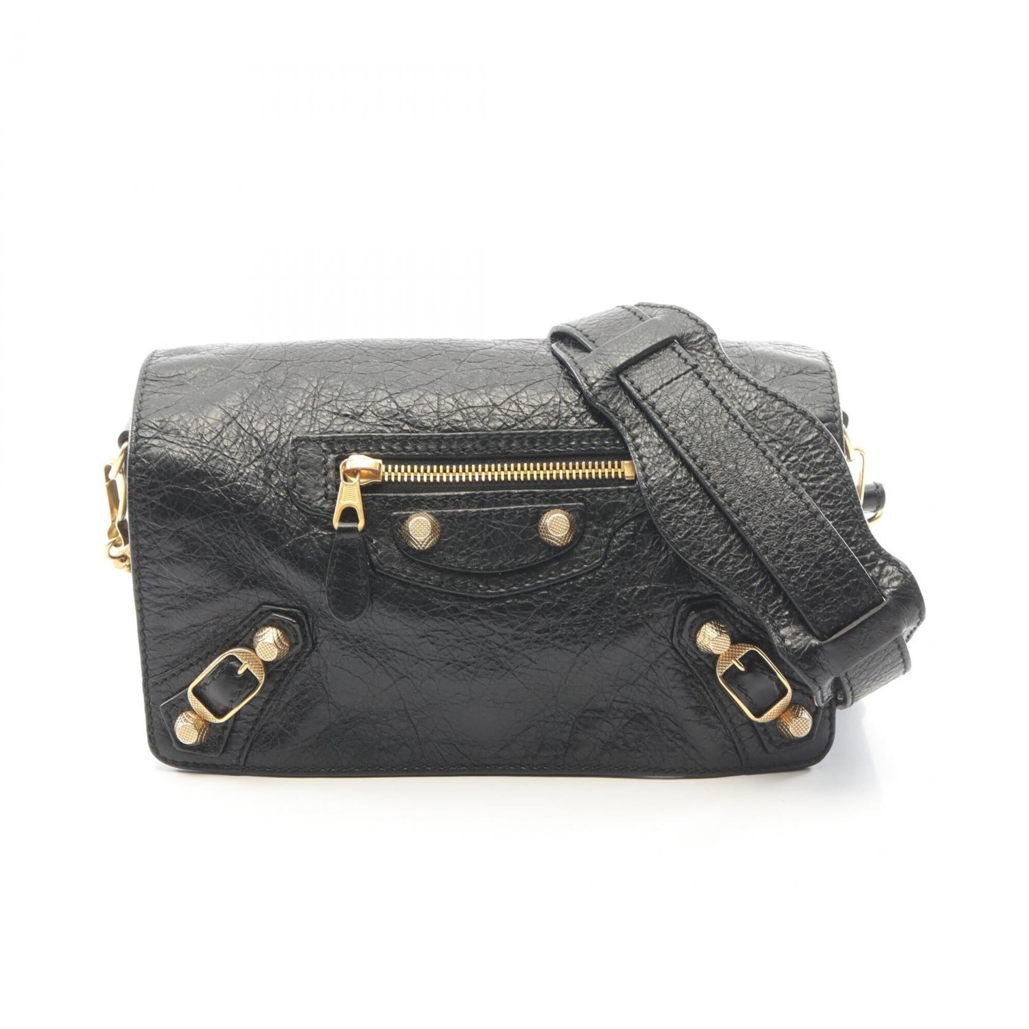 Balenciaga Black Leather Handbag Shoulder Bag (Pre-Owned)