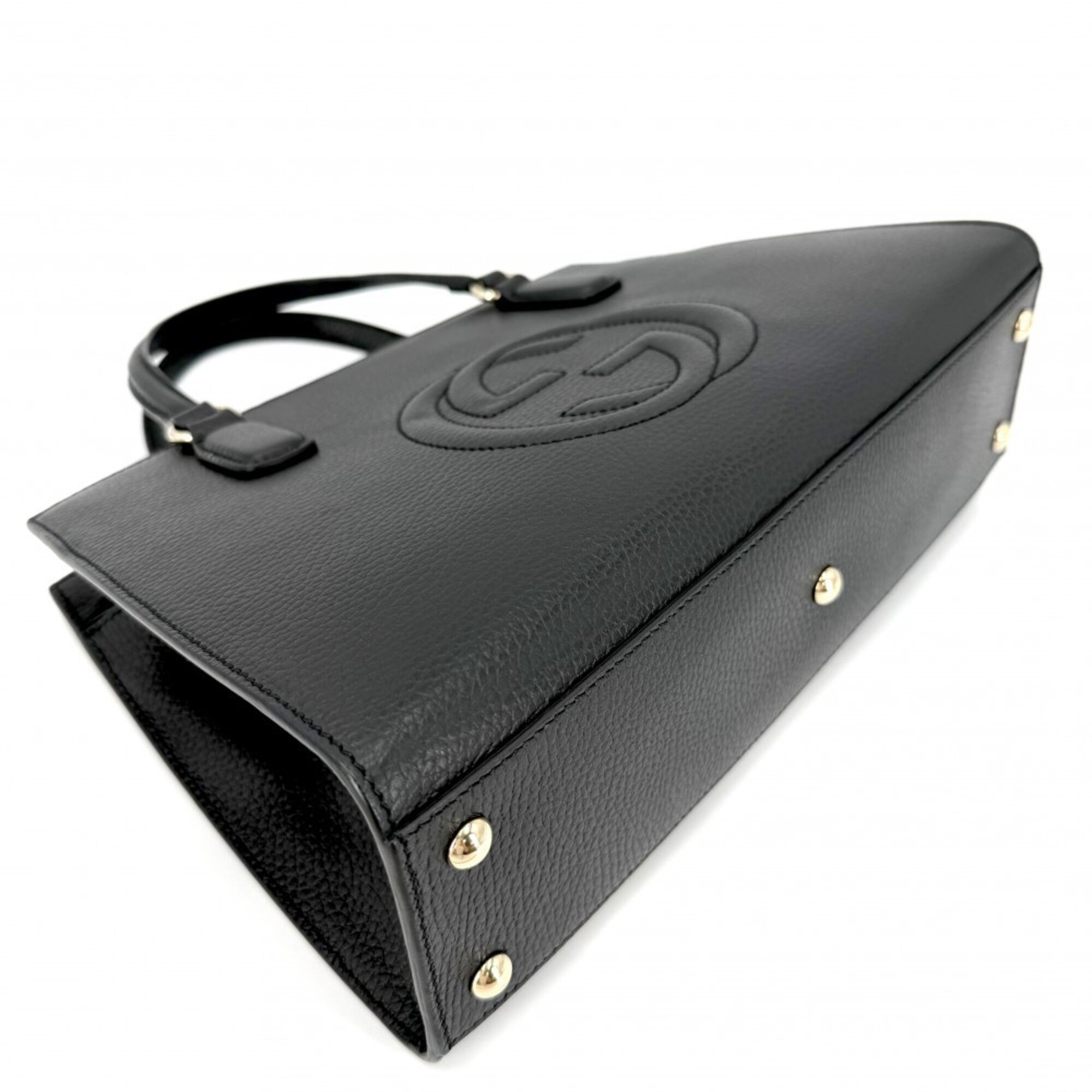 Gucci Soho Black Leather Handbag Shoulder Bag (Pre-Owned)