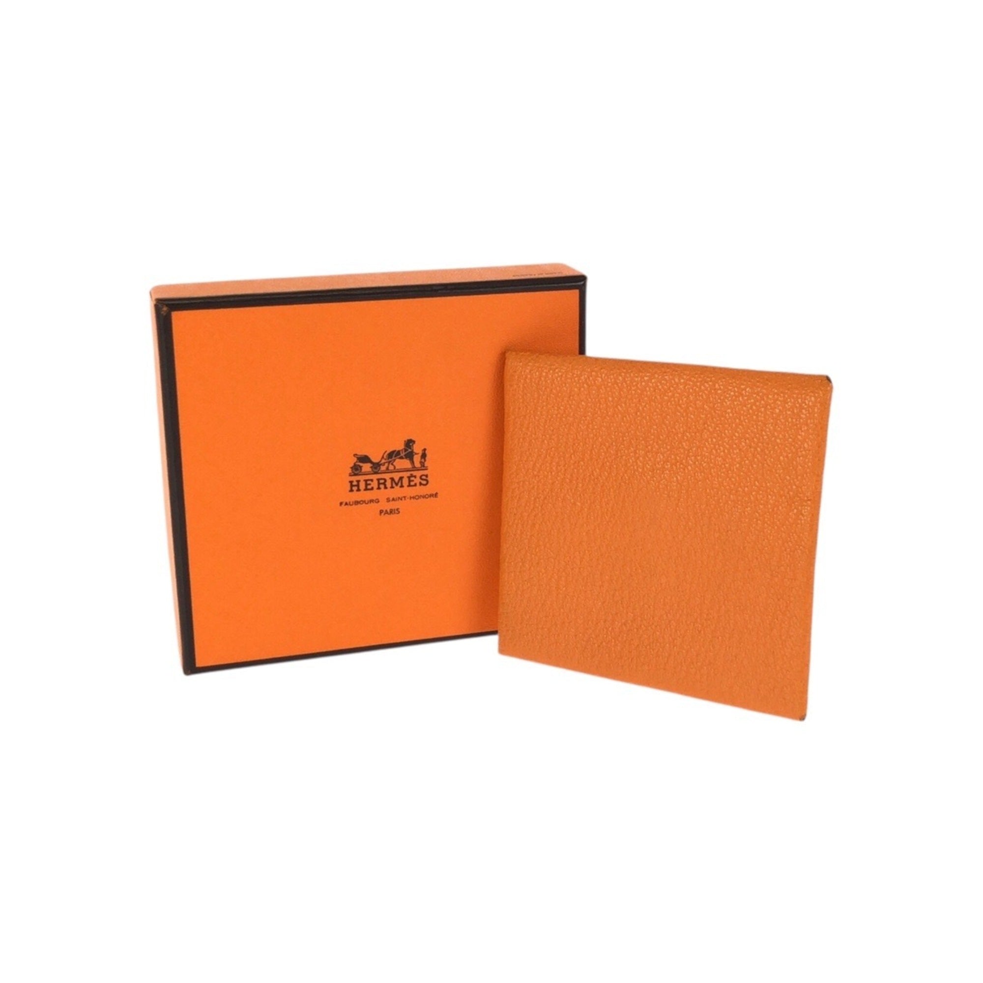 Hermes Feu Orange Chevre Leather Coin Purse/Coin Case (Pre-Owned)