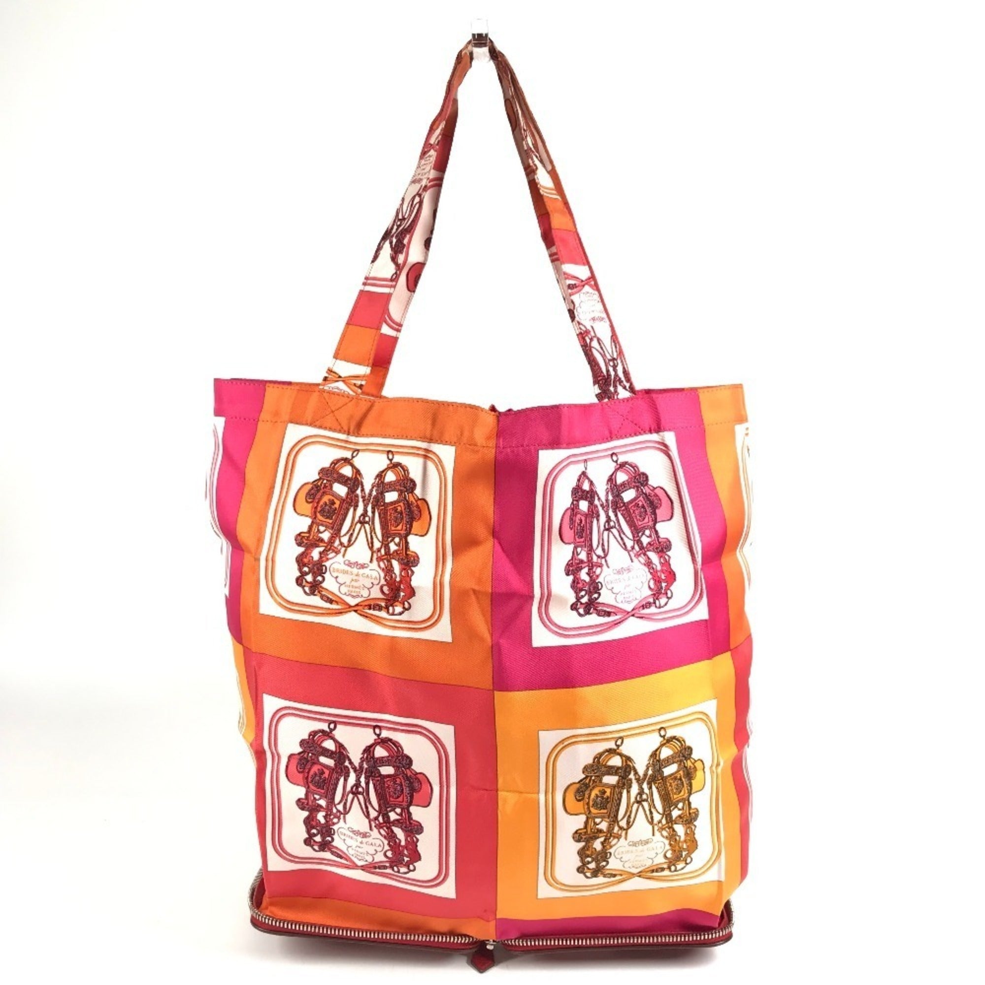 Hermes Red Color Silk Leather Eco-Bag Handbag Shoulder Bag Tote Bag (Pre-Owned)