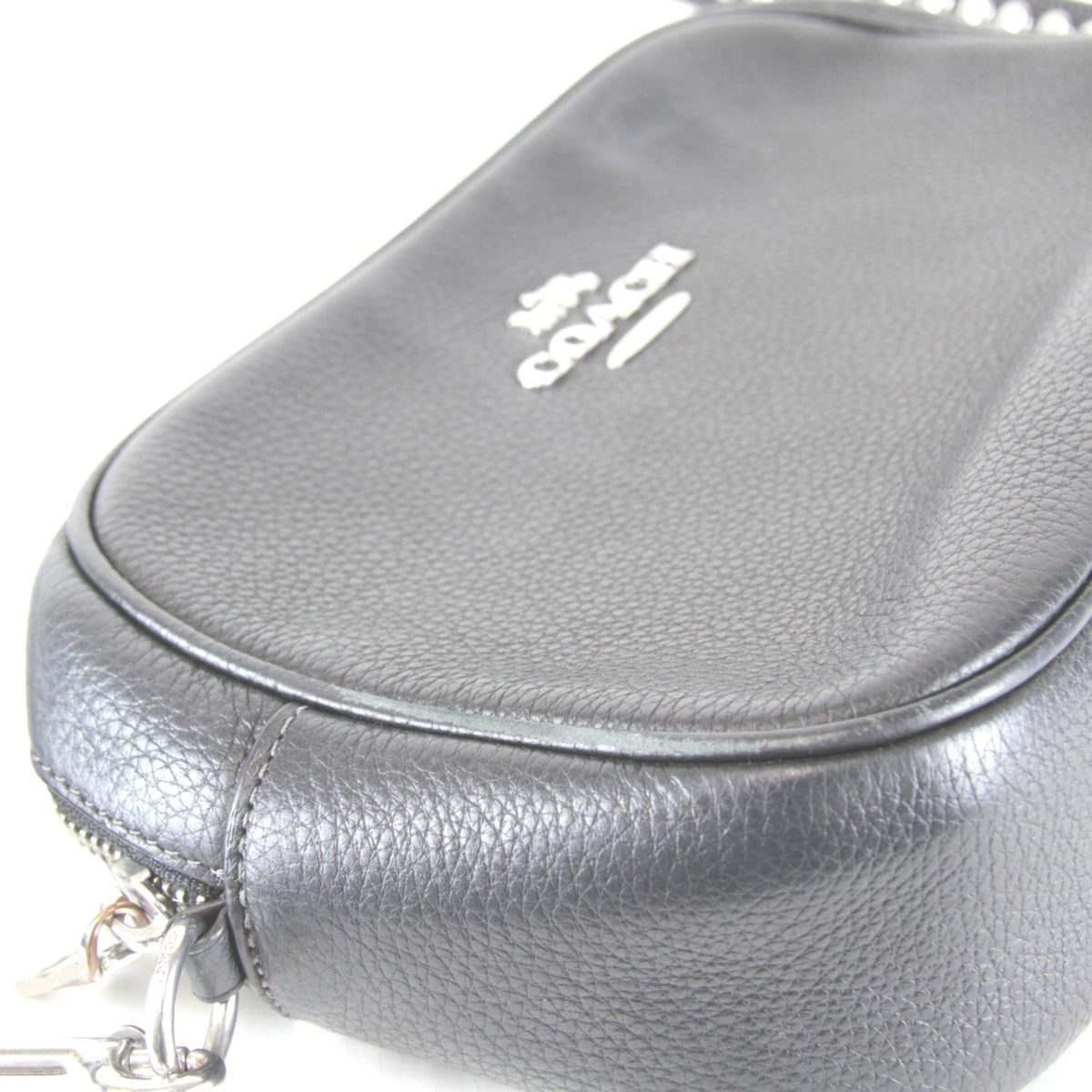 Coach Black Leather Metal Shoulder Bag (Pre-Owned)