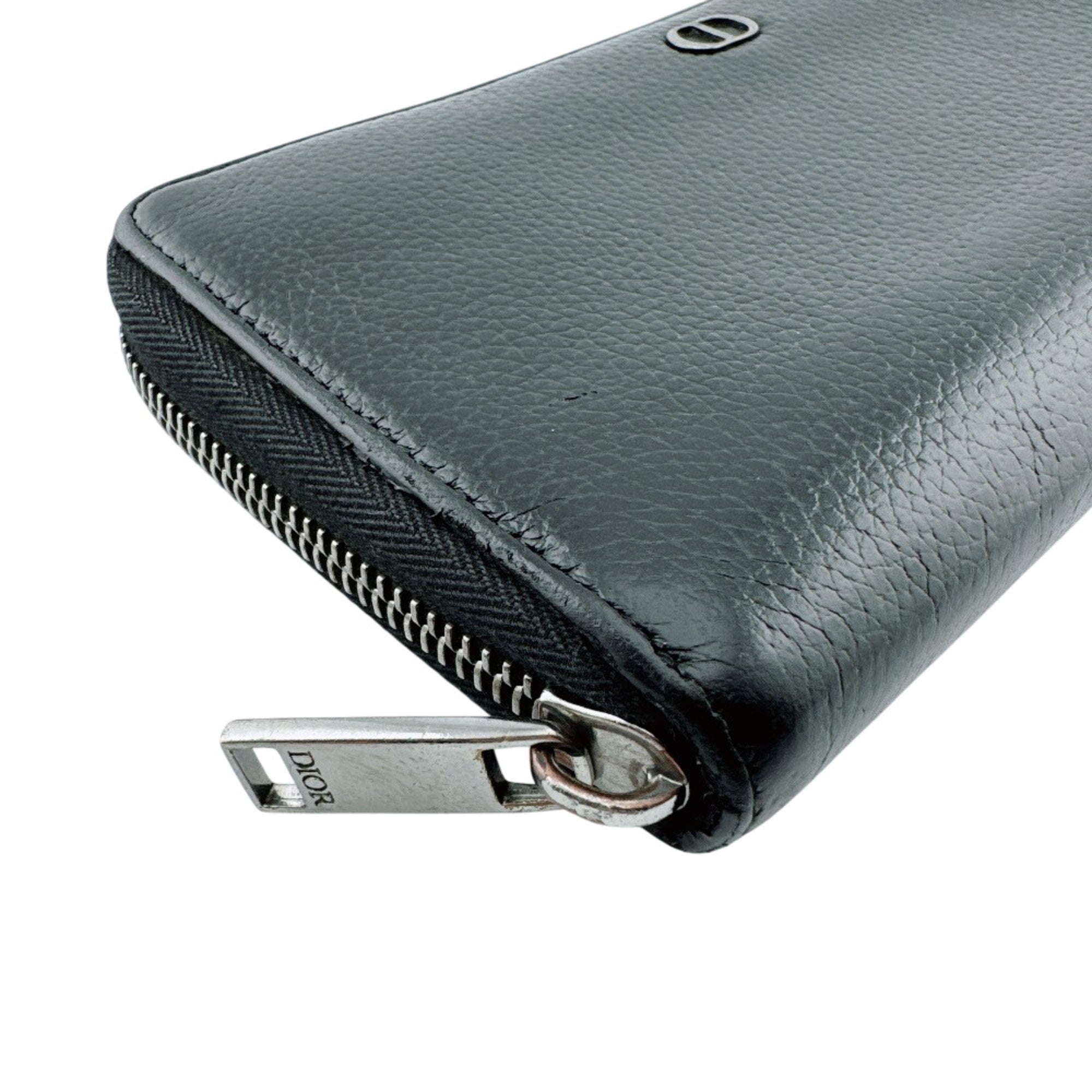 Christian Dior Black Leather Long Wallet (Bi-Fold) (Pre-Owned)