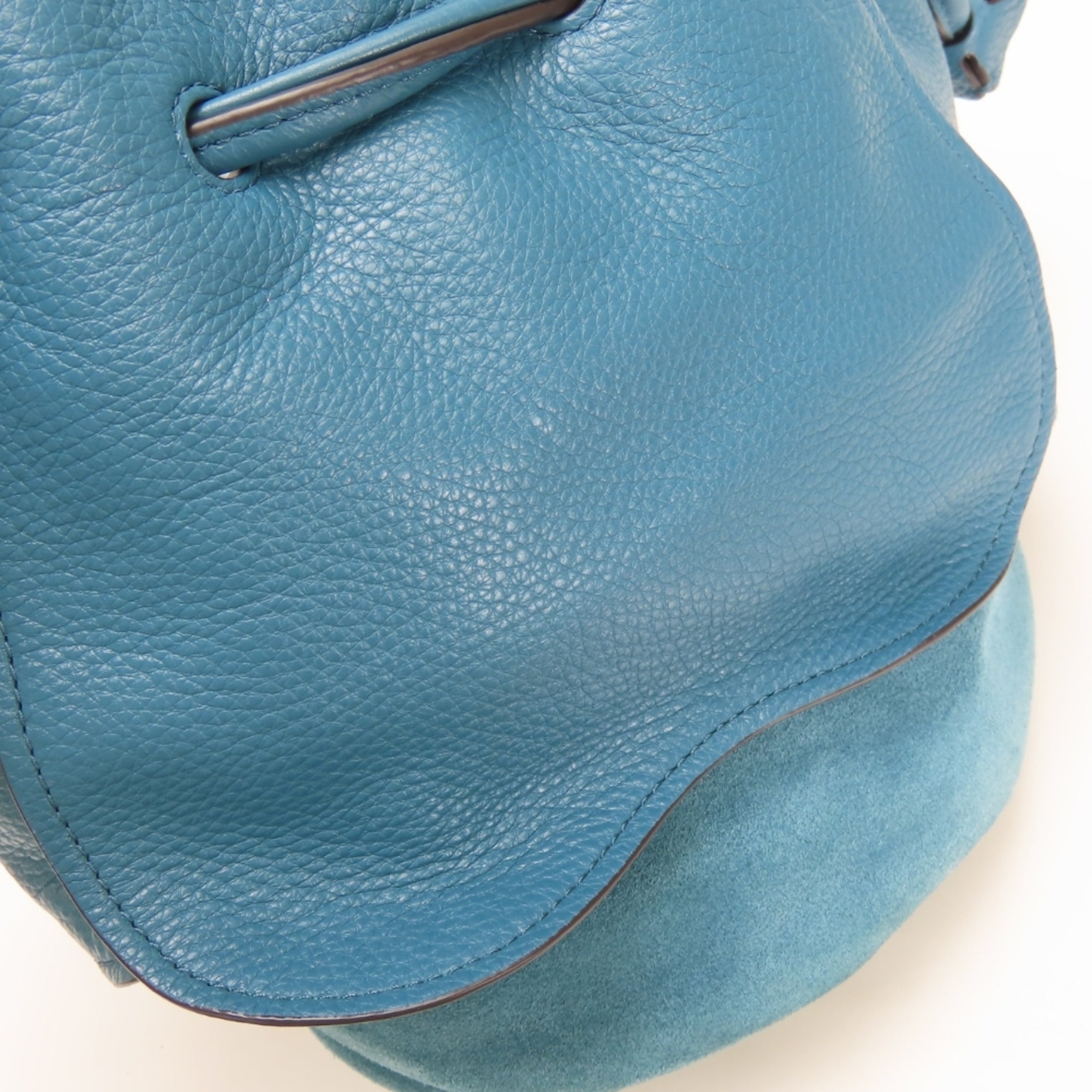 Coach Turquoise Leather Suede Shoulder Bag (Pre-Owned)