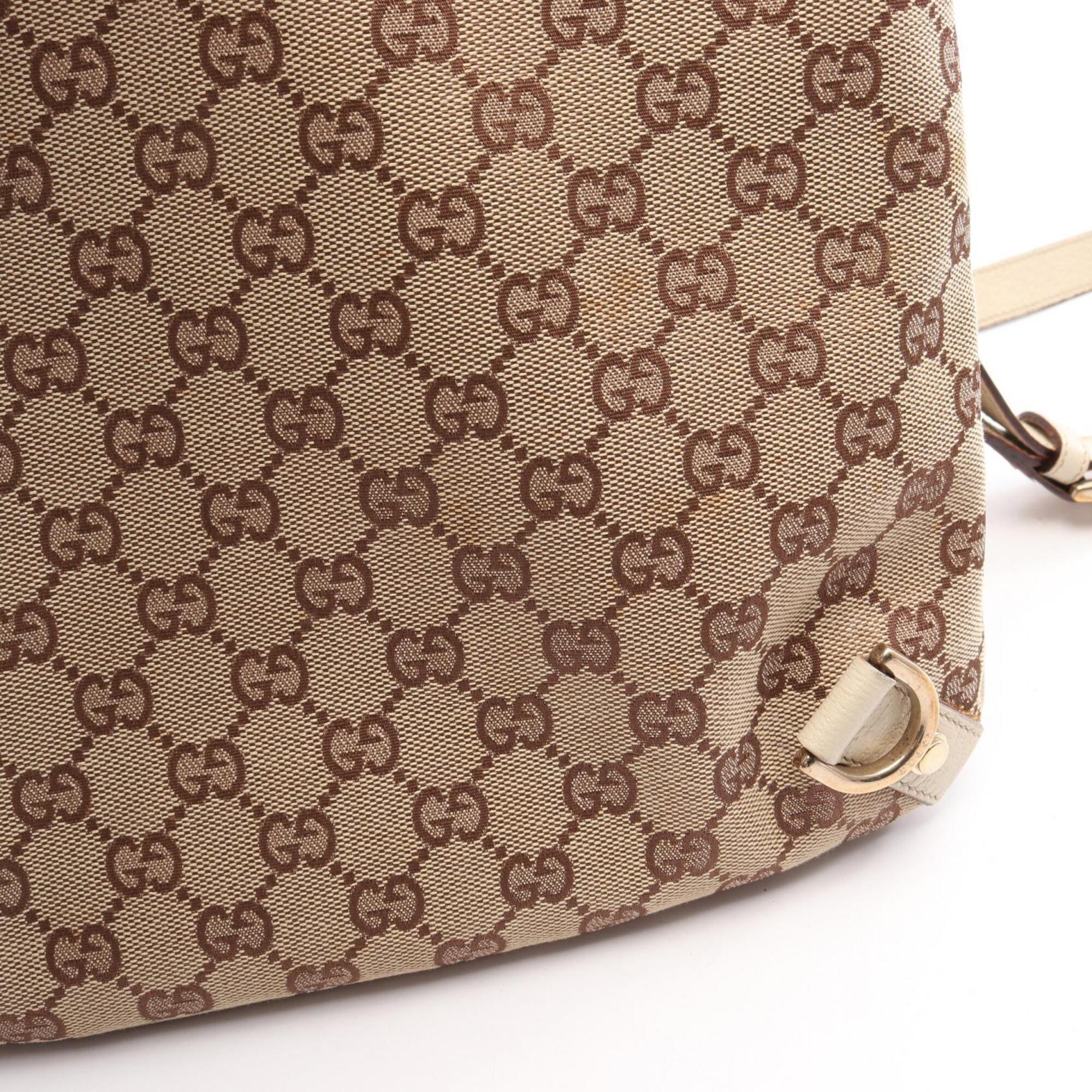 Gucci Beige White Gg Canvas Handbag Shoulder Bag (Pre-Owned)