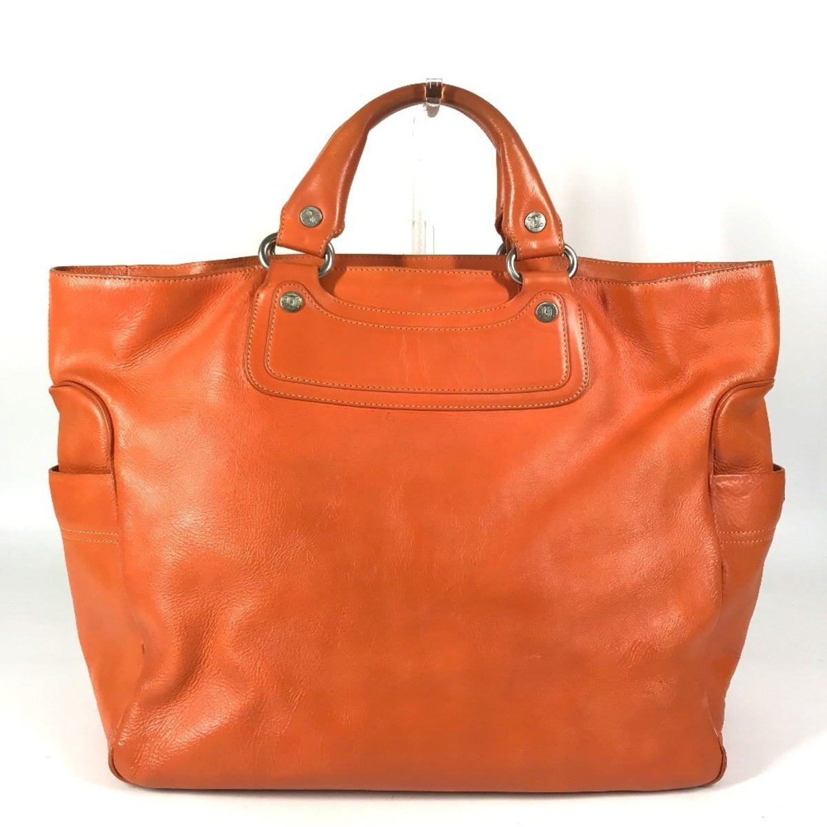 Celine Orange Leather Handbag Shoulder Bag Tote Bag (Pre-Owned)