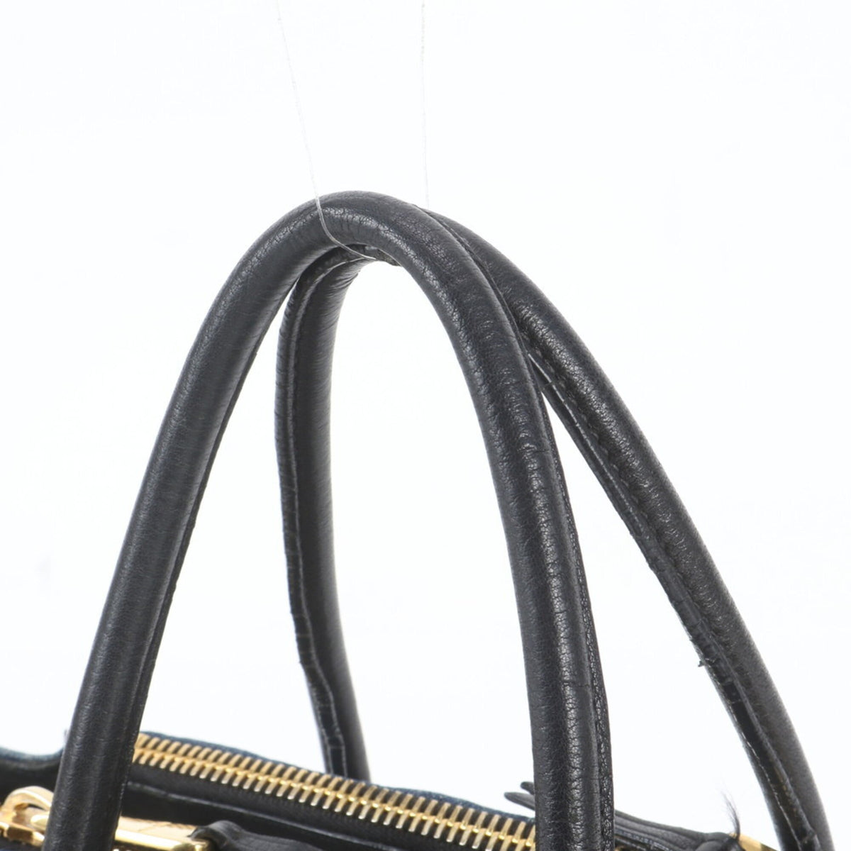 Miu Miu Black Blue Leather Canvas Shoulder Bag Tote Bag (Pre-Owned)
