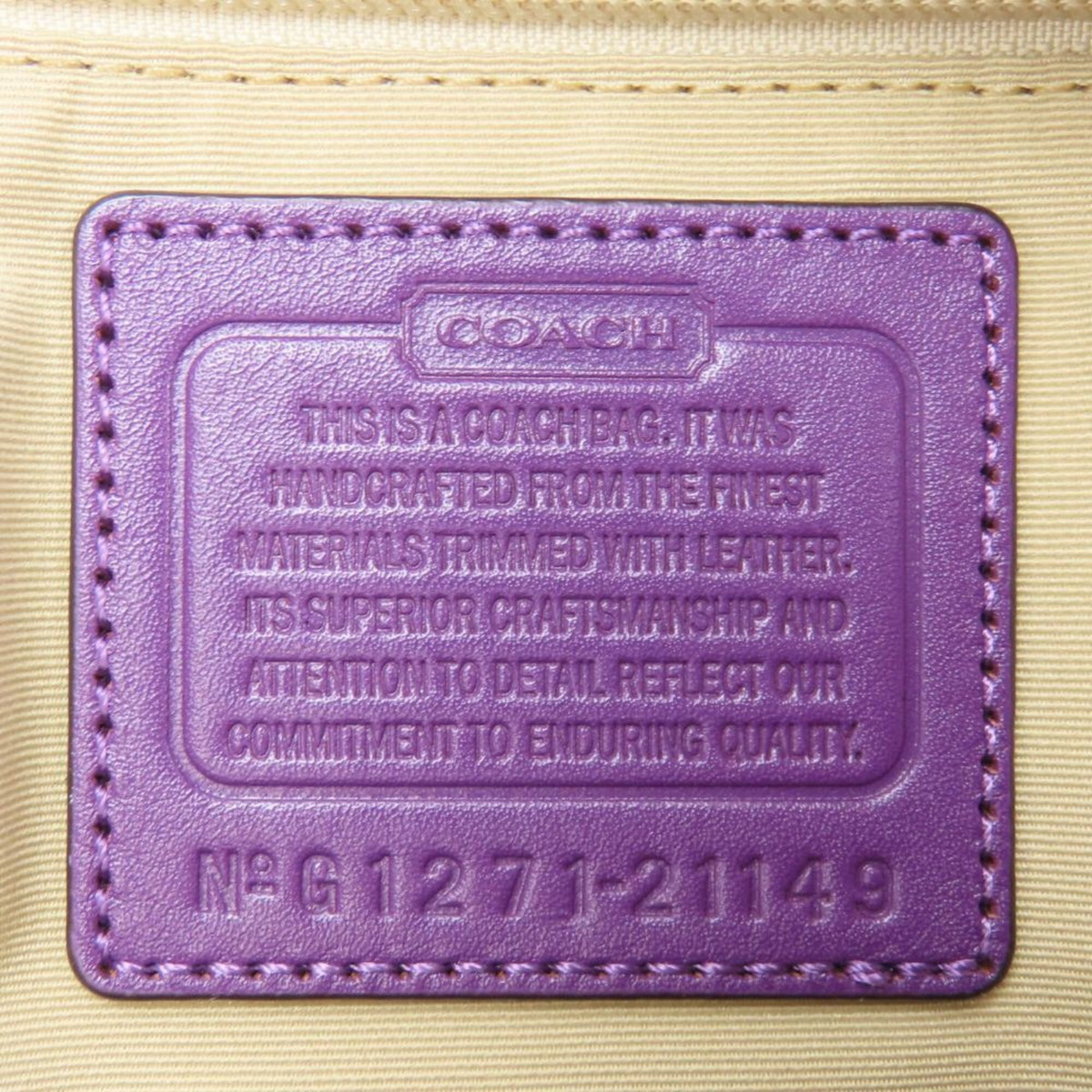 Coach Beige Purple Leather Canvas Shoulder Bag (Pre-Owned)