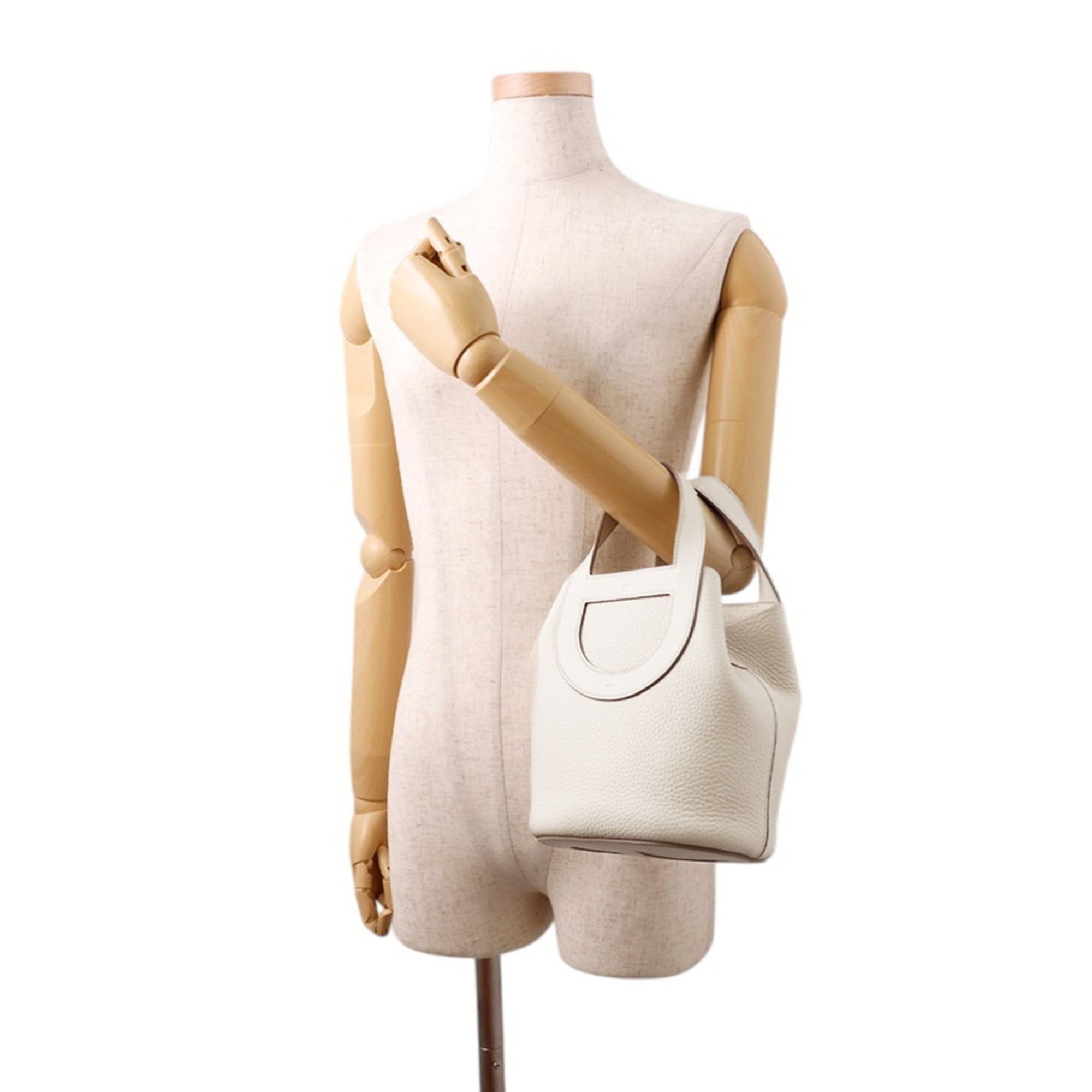 Hermes Beige Light Beige Taurillon Clemence Leather Swift Leather Tote Bag (Pre-Owned)