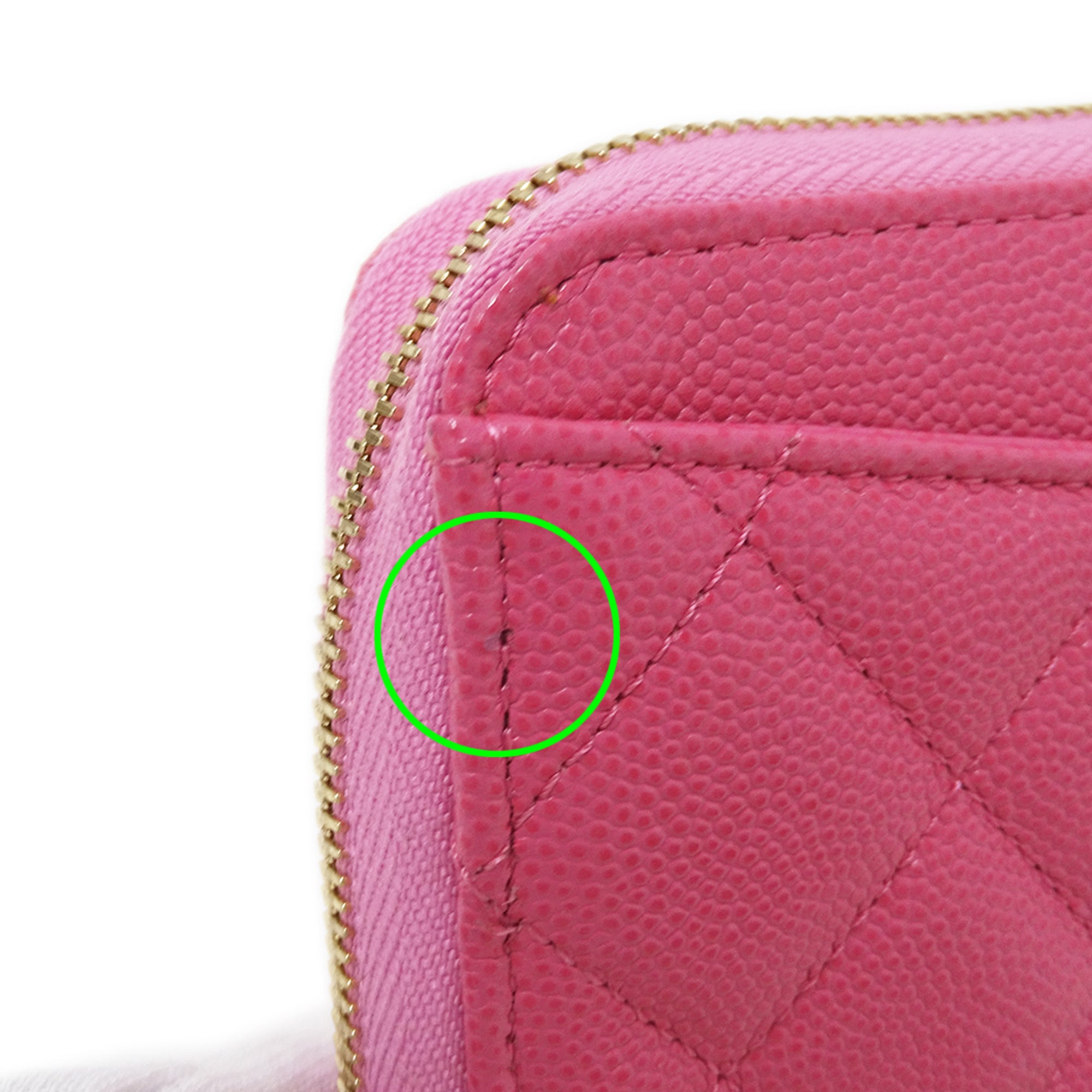 Chanel Pink Grained Calfskin Long Wallet (Bi-Fold) (Pre-Owned)